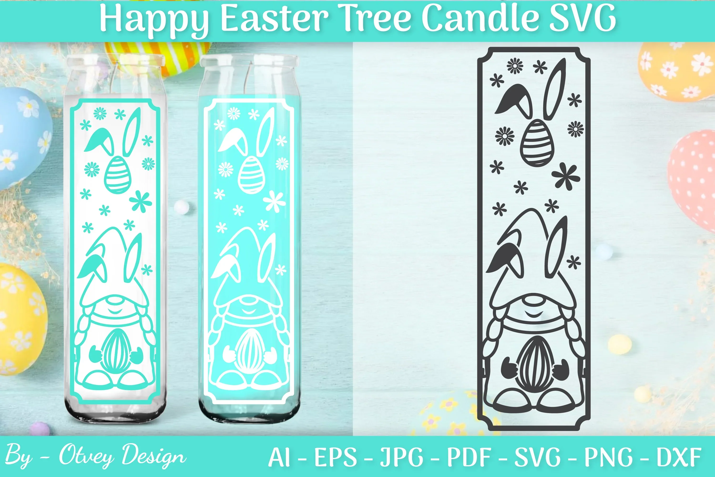 Happy Easter Candle Tree SVG Bundle