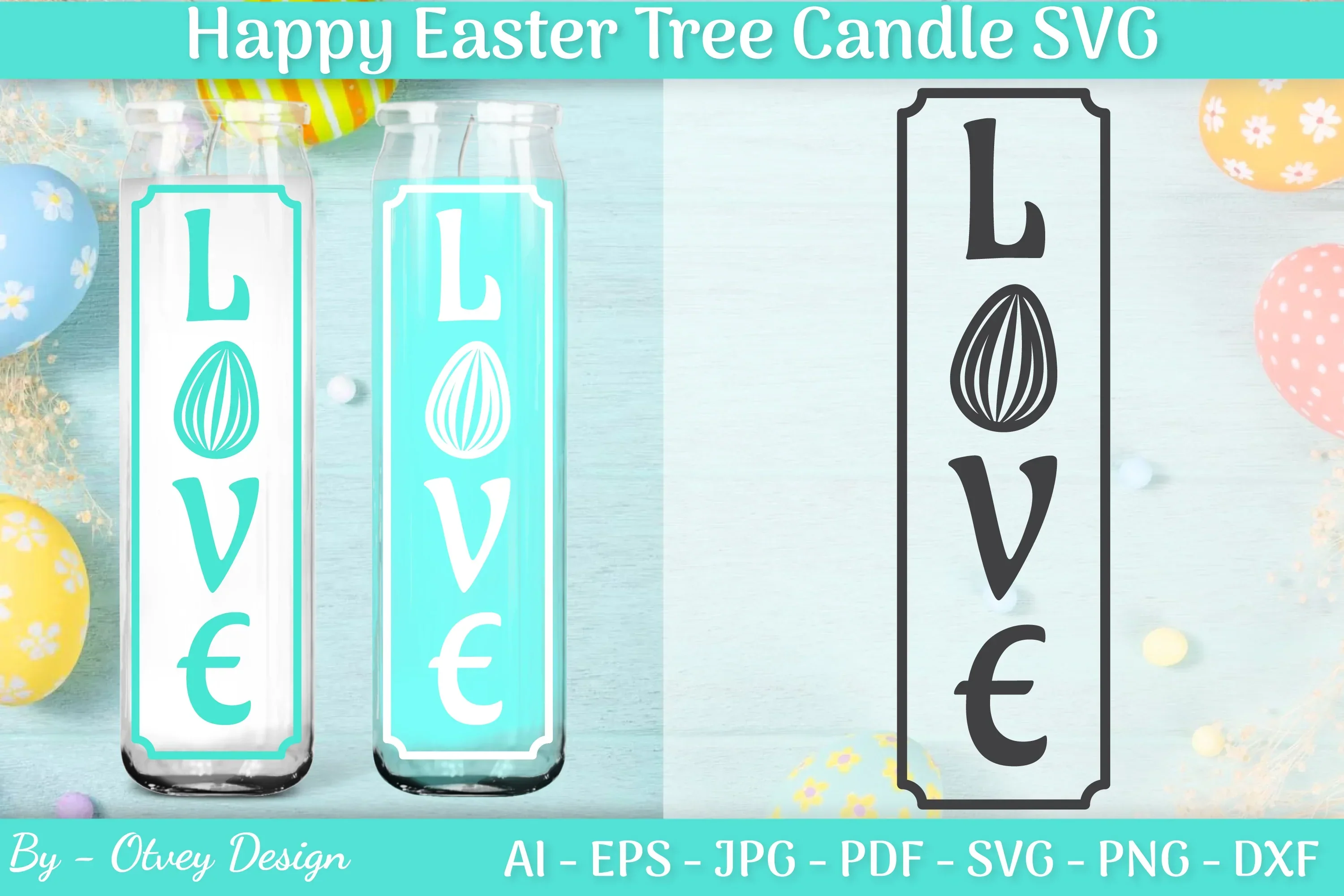 Happy Easter Candle Tree SVG Bundle