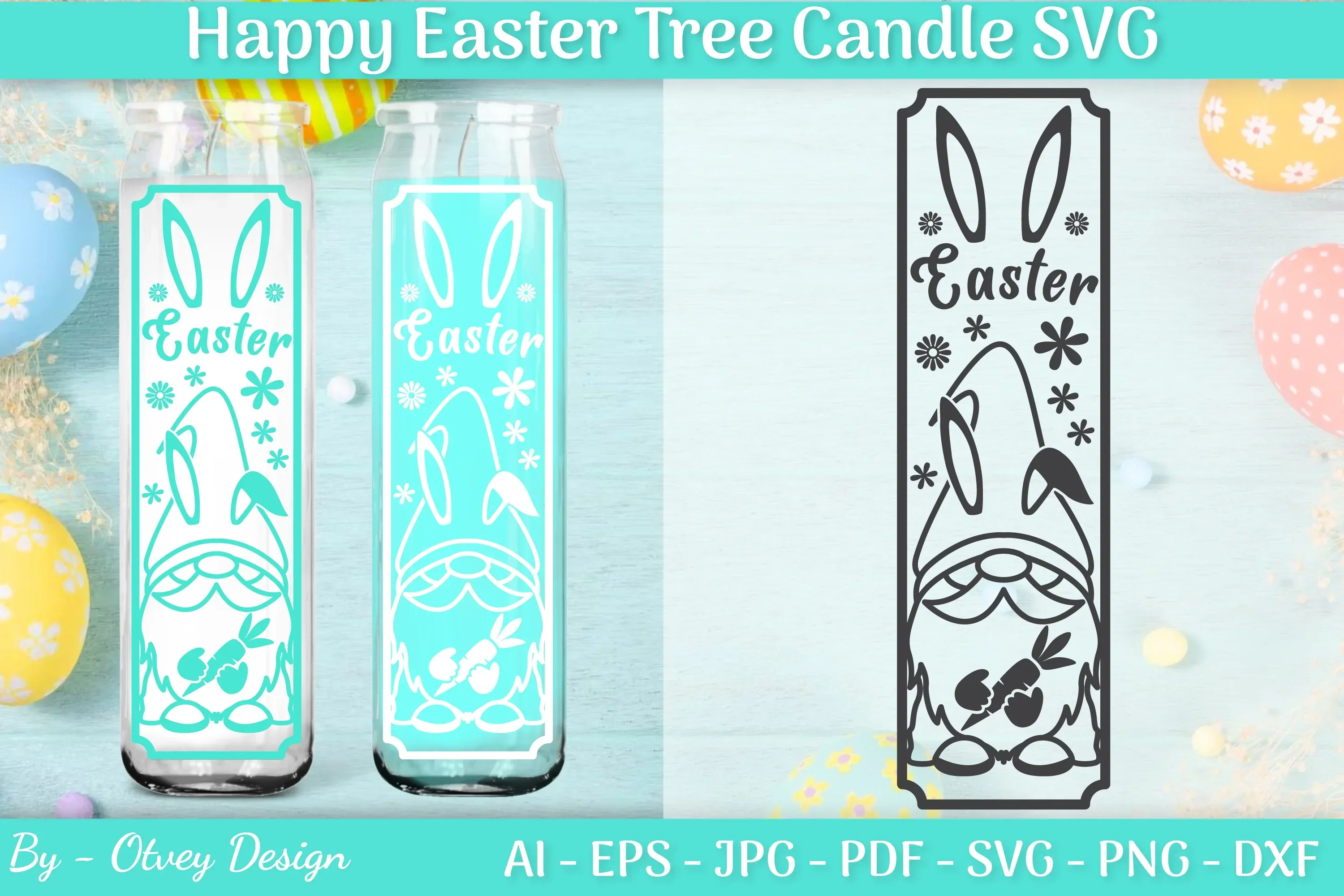 Happy Easter Candle Tree SVG Bundle