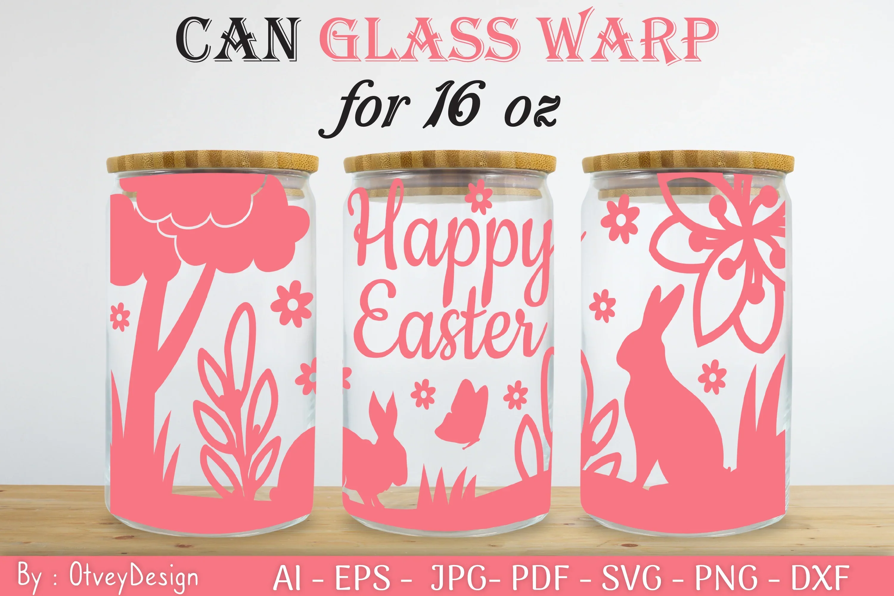 Happy Easter Day 16oz Can Glass Wrap SVG Bundle - Image 2