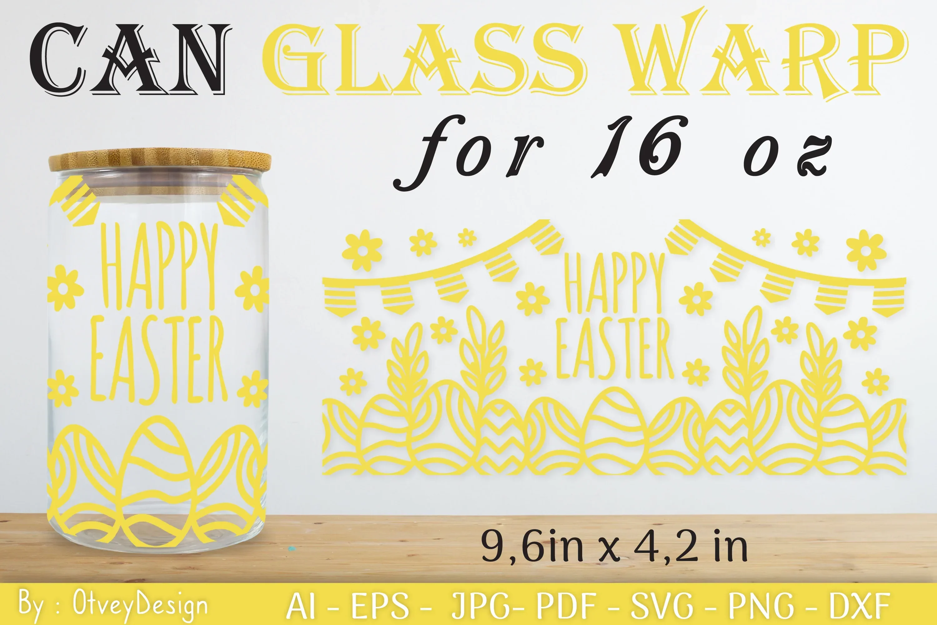 Happy Easter Day 16oz Can Glass Wrap SVG Bundle