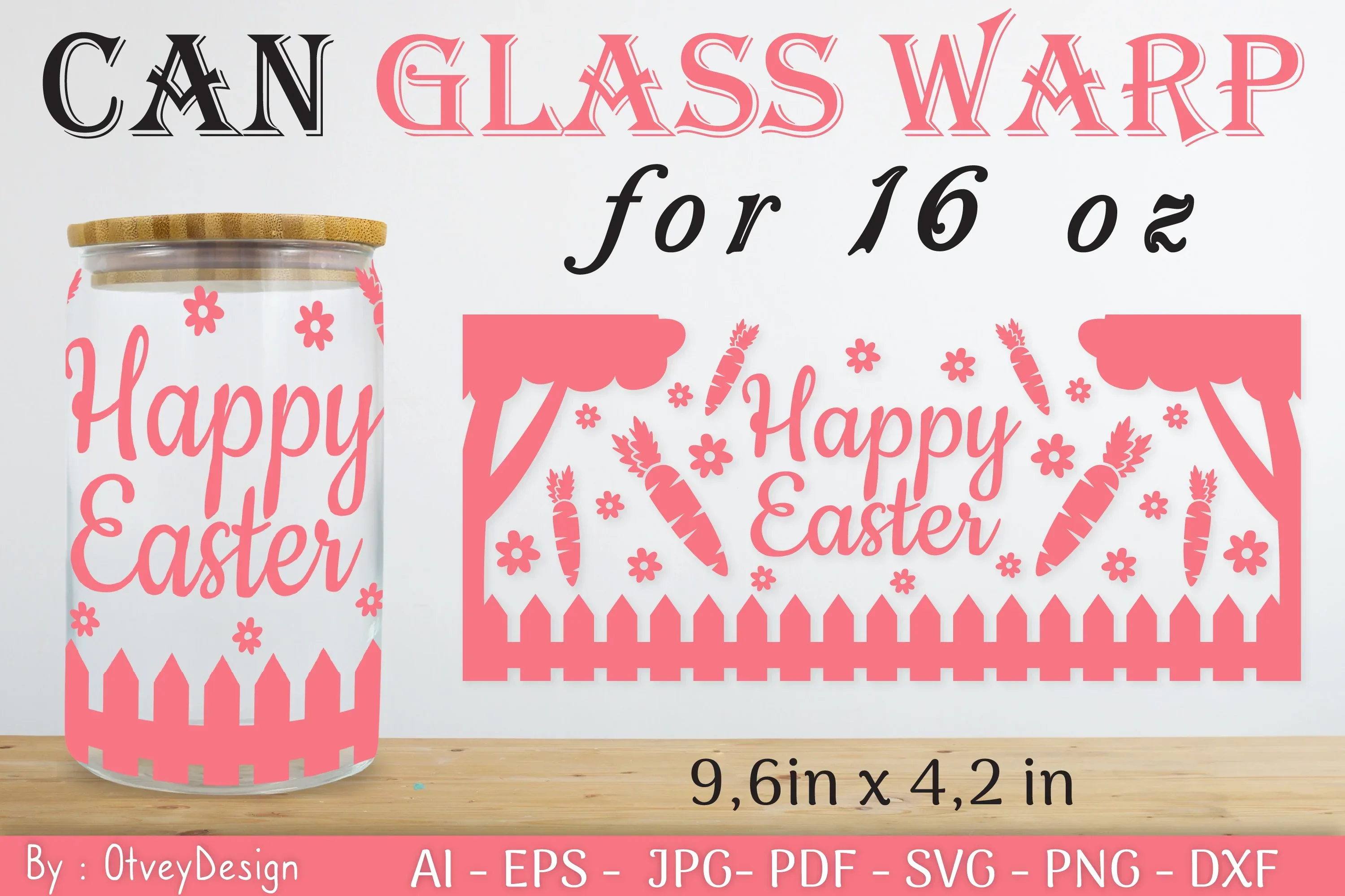 Happy Easter Day 16oz Can Glass Wrap SVG Bundle