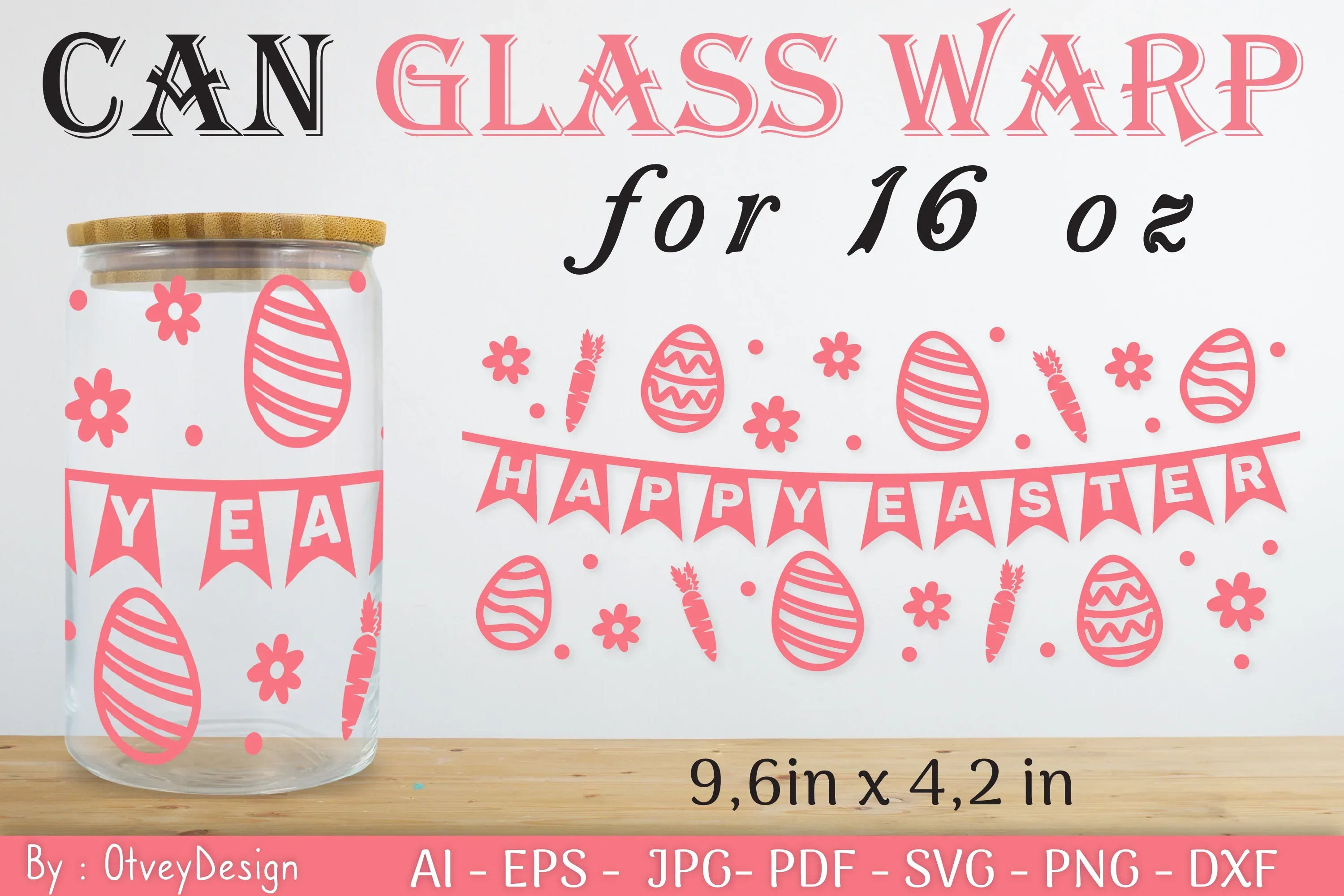 Happy Easter Day 16oz Can Glass Wrap SVG Bundle