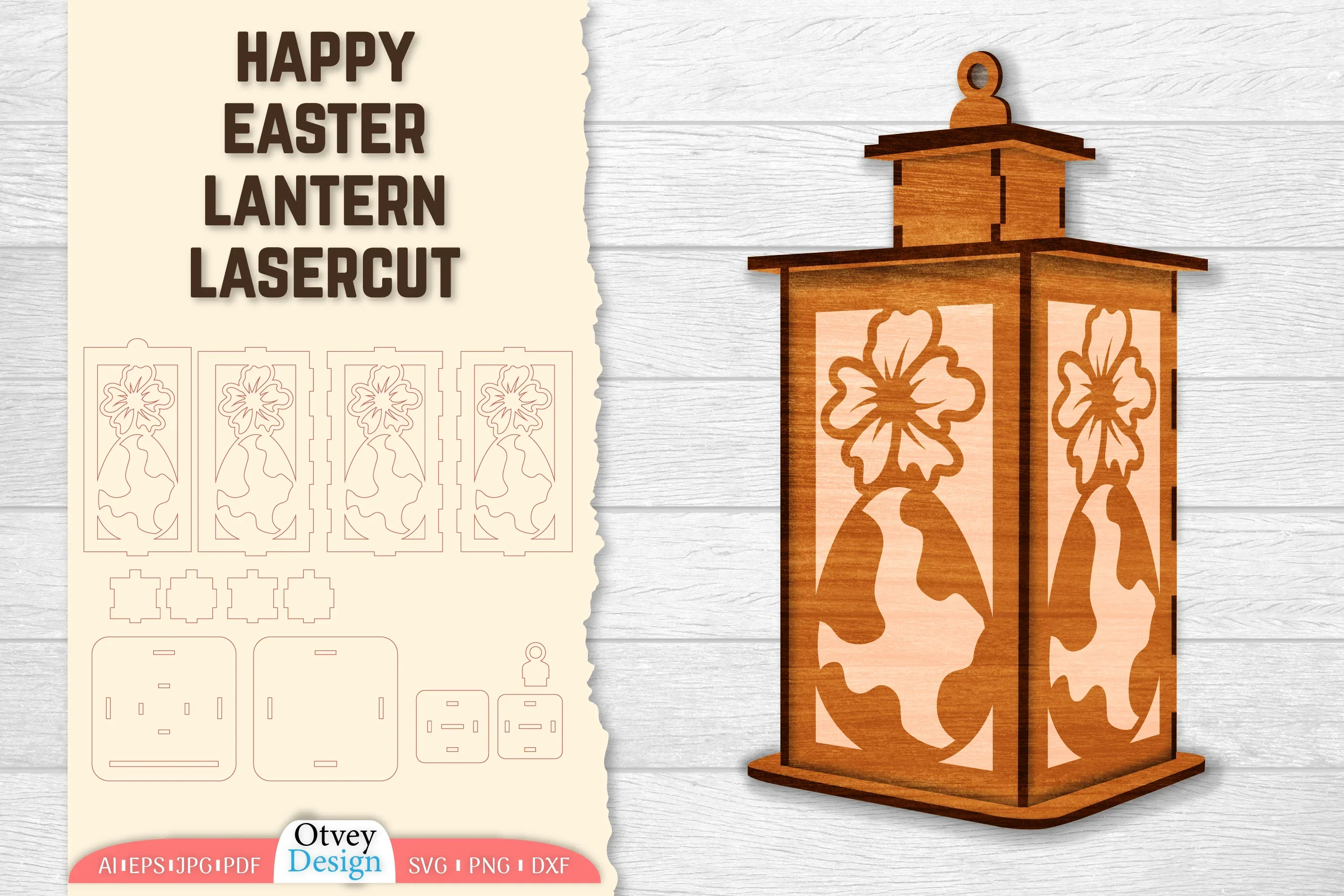 Happy Easter Lantern Lasercut SVG Bundle