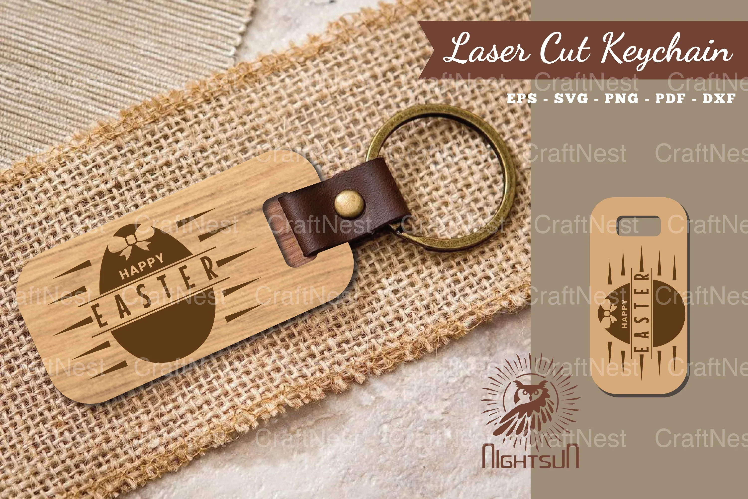 Happy Easter Laser Cut Keychain Design Bundle