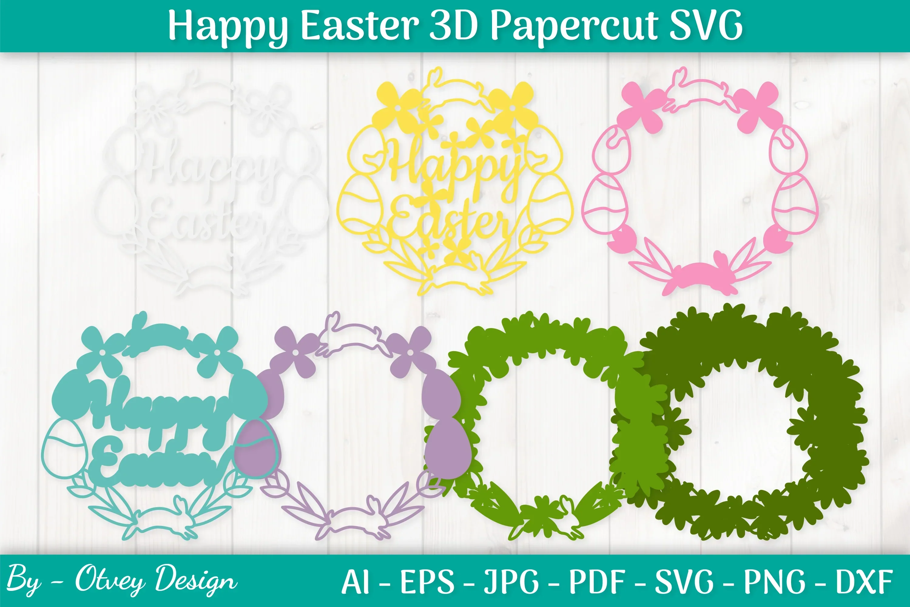Happy Easter Papercut SVG Bundle - Image 2