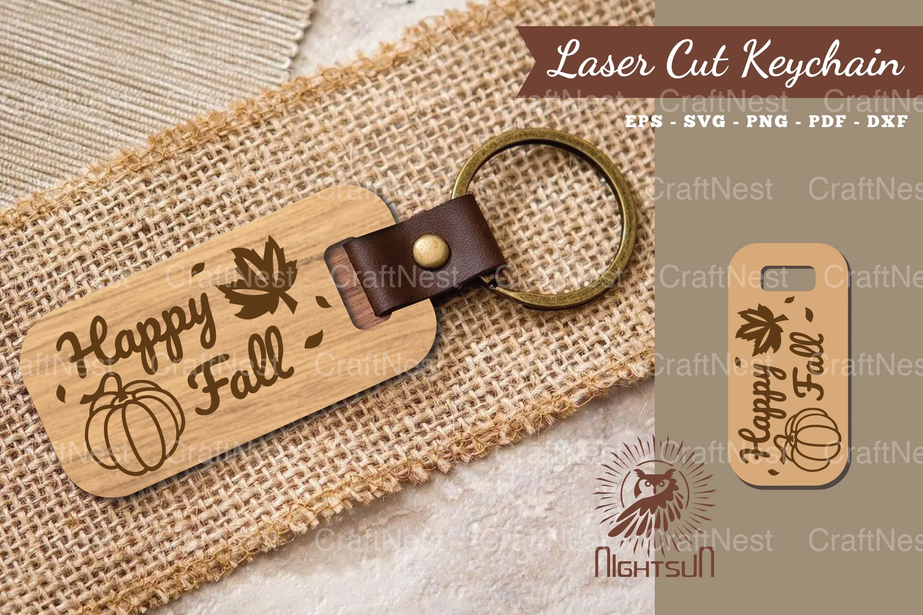 Happy Fall Laser Cut Keychain Design Bundle