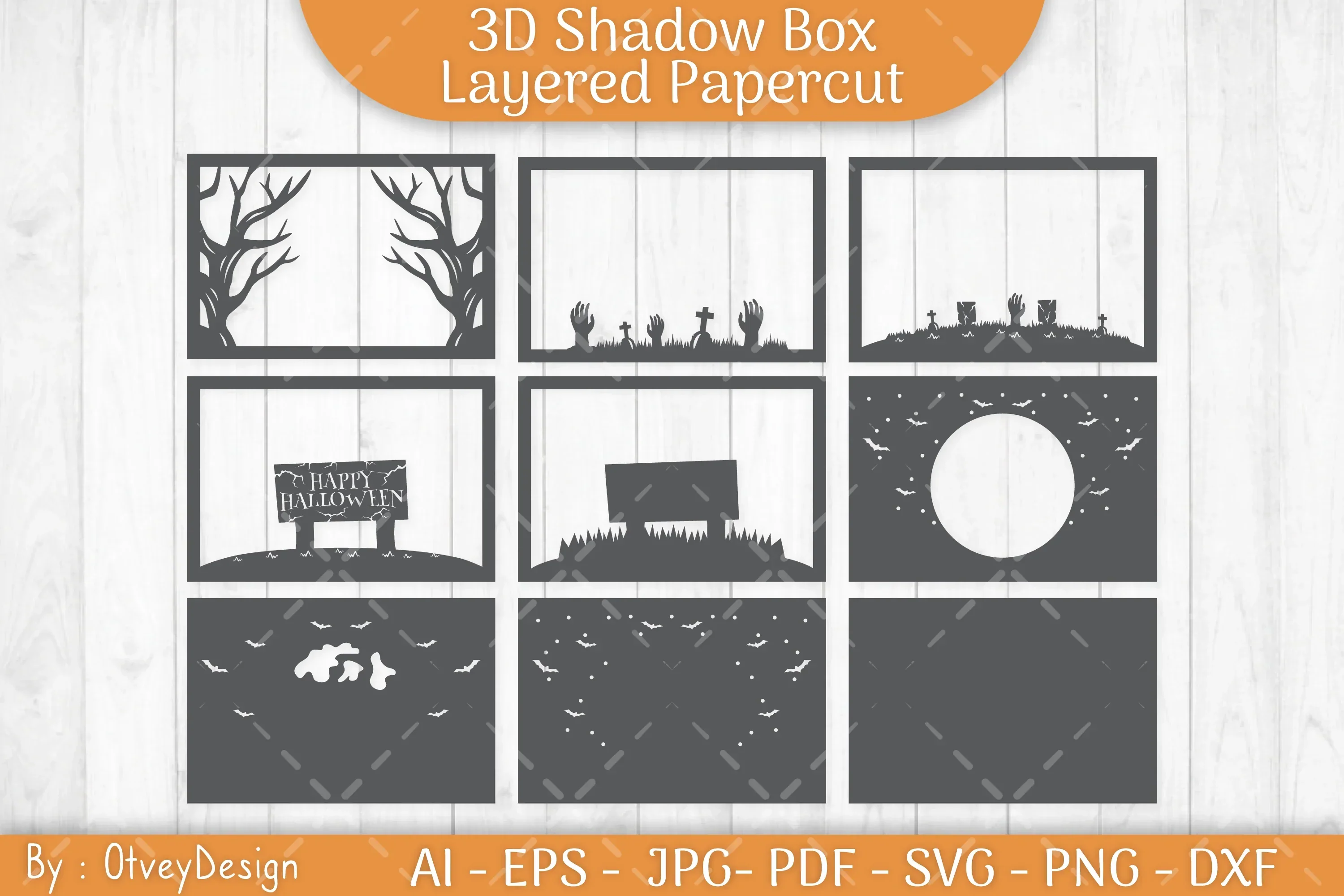 Happy Halloween 3D Shadowbox Layered Papercut SVG Bundle - Image 3