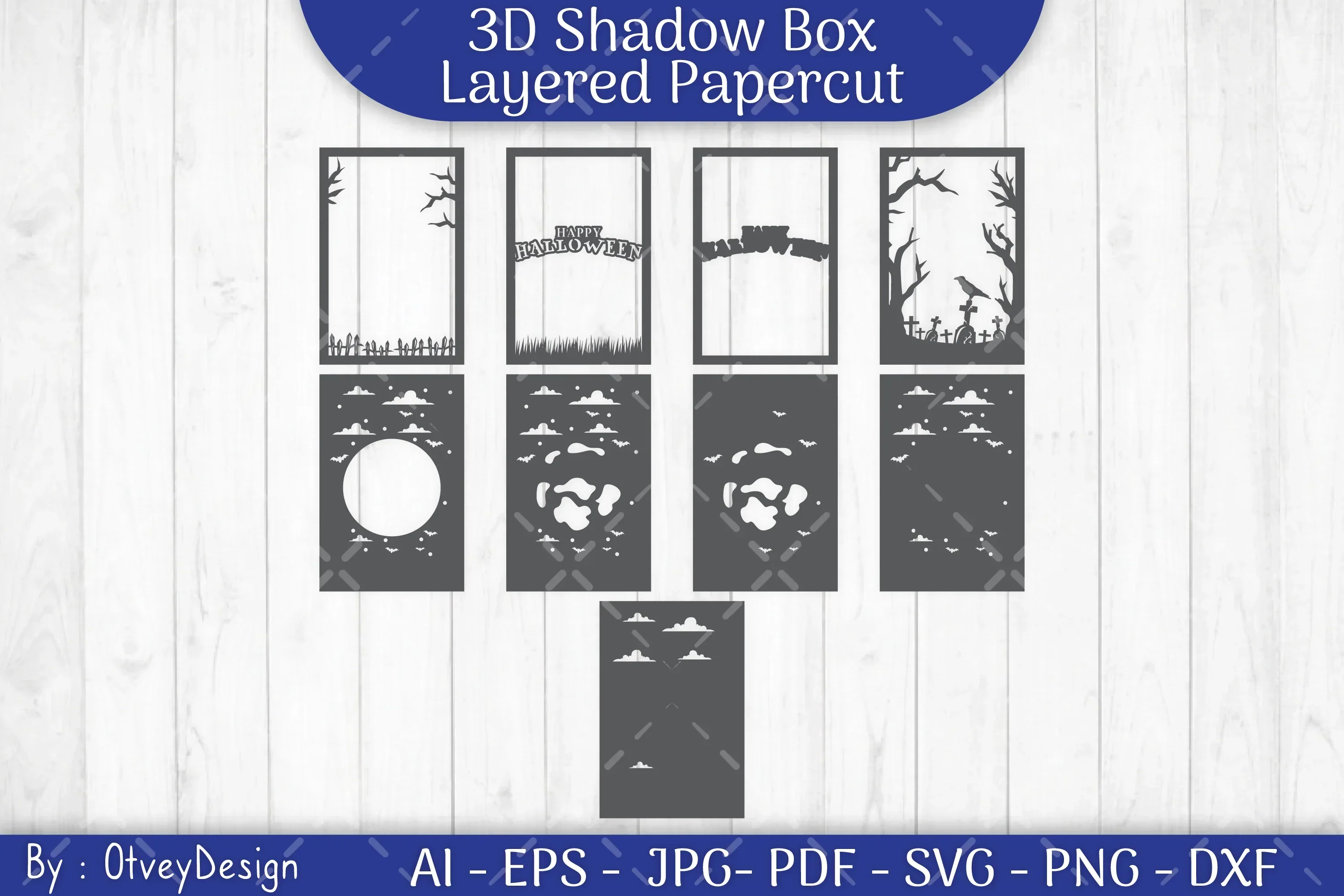 Happy Halloween 3D Shadowbox Layered Papercut SVG Bundle - Image 3