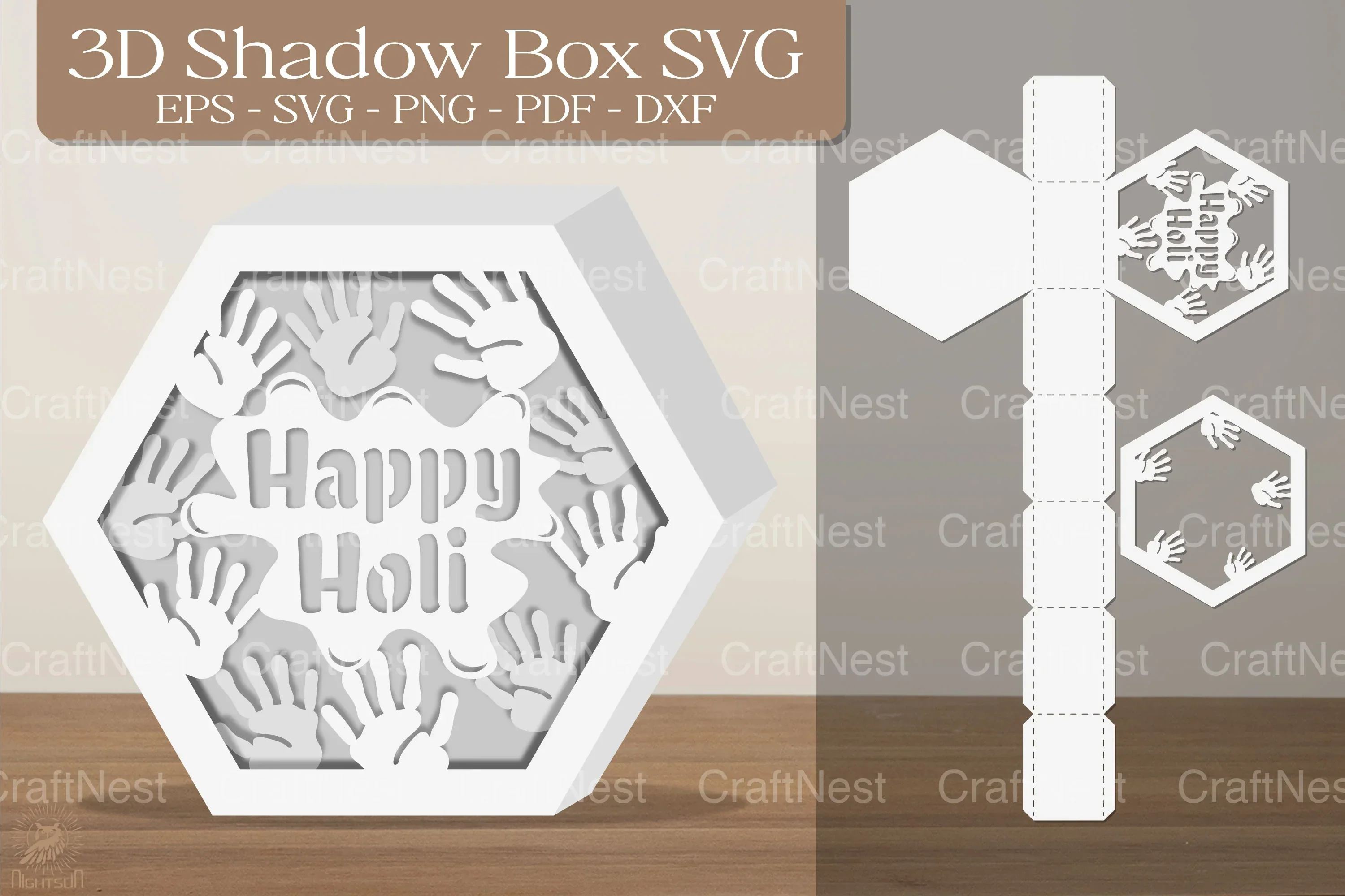 Happy Holi 3D Shadow Box Bundle