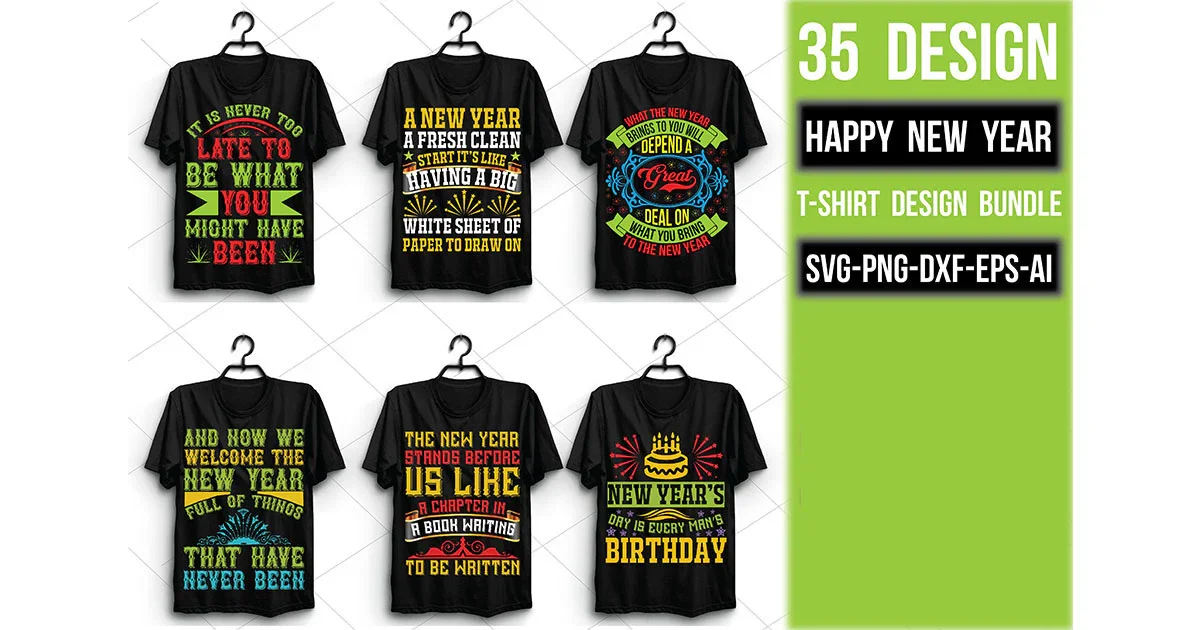 Happy New Year T Shirt Bundle - Image 3