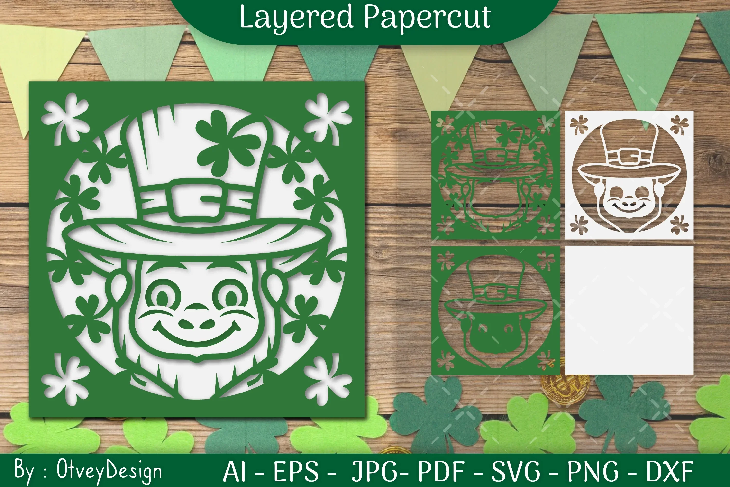 Happy St Patrick's Day Layered Papercut SVG Bundle
