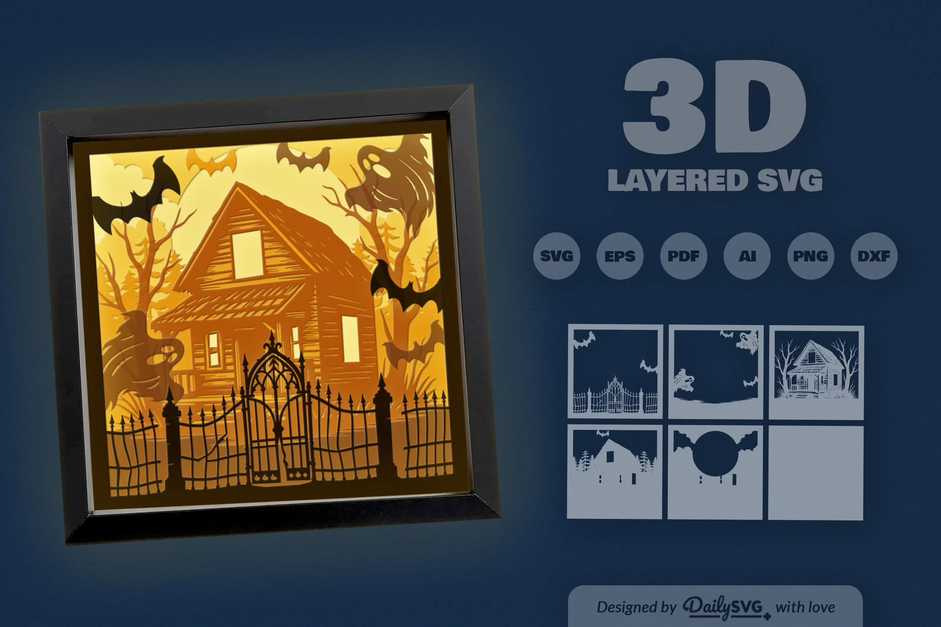 Haunted Cabin 3D Papercut SVG Bundle - Image 3