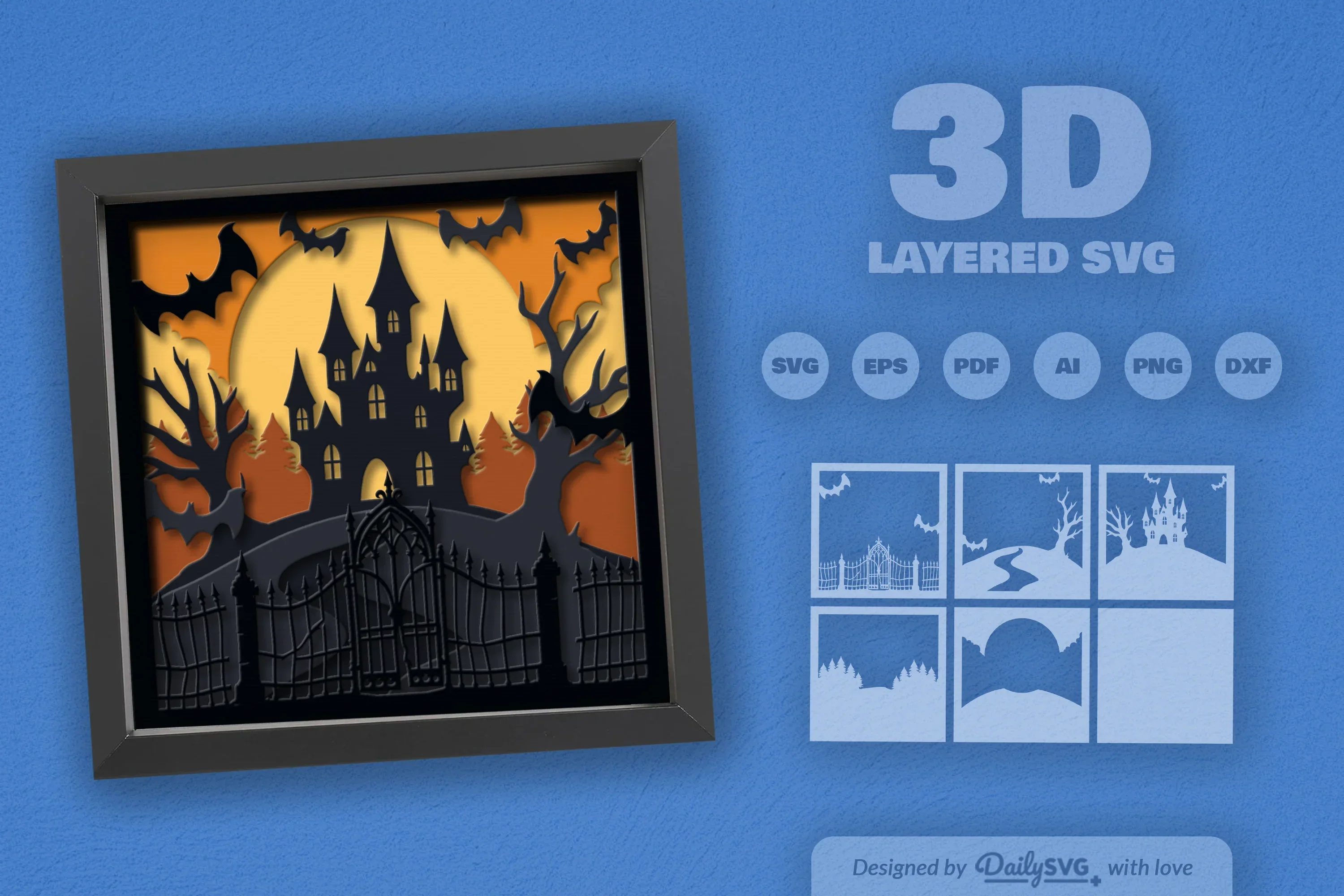 Haunted Castle 3D Papercut SVG Bundle - Image 2