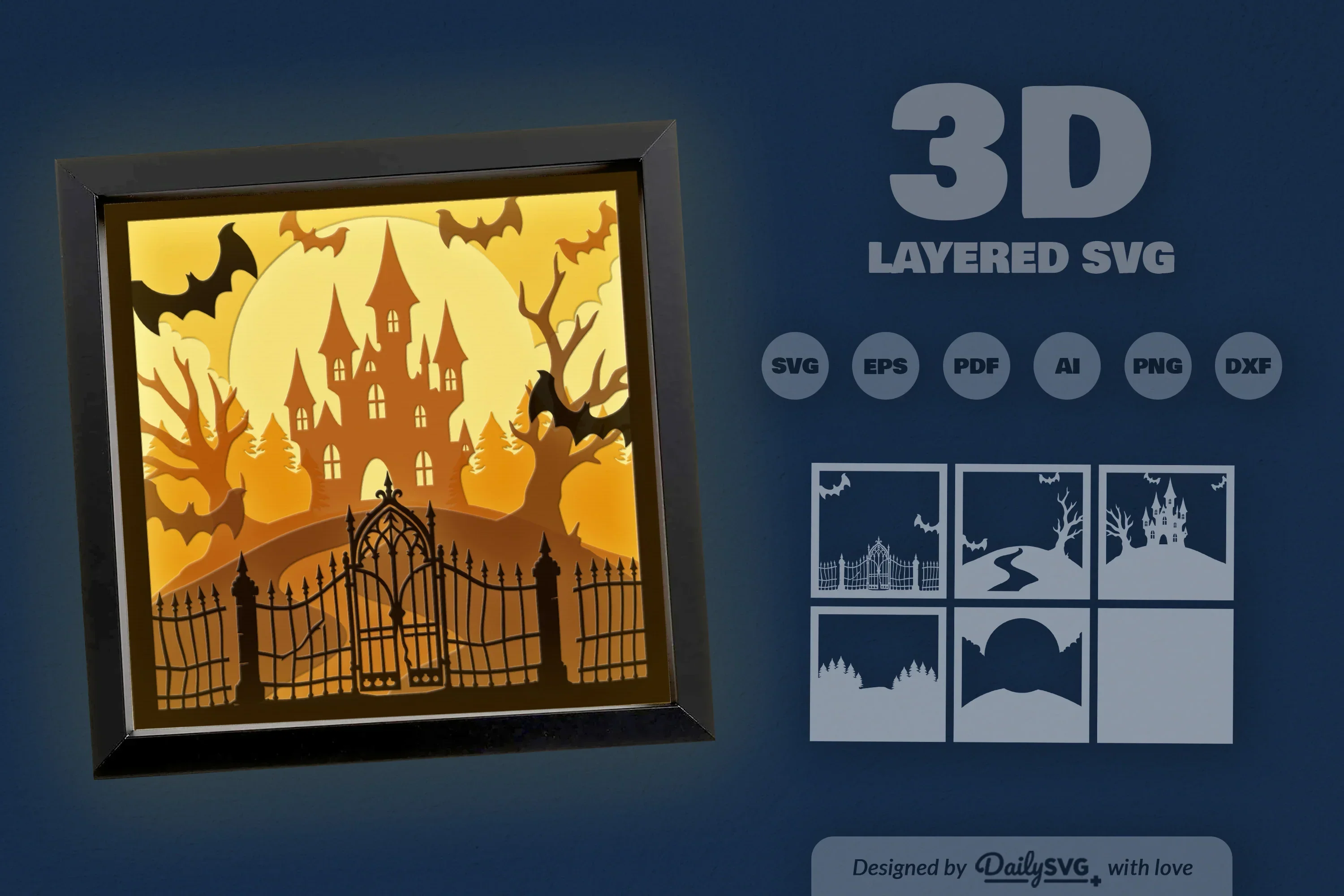 Haunted Castle 3D Papercut SVG Bundle - Image 3
