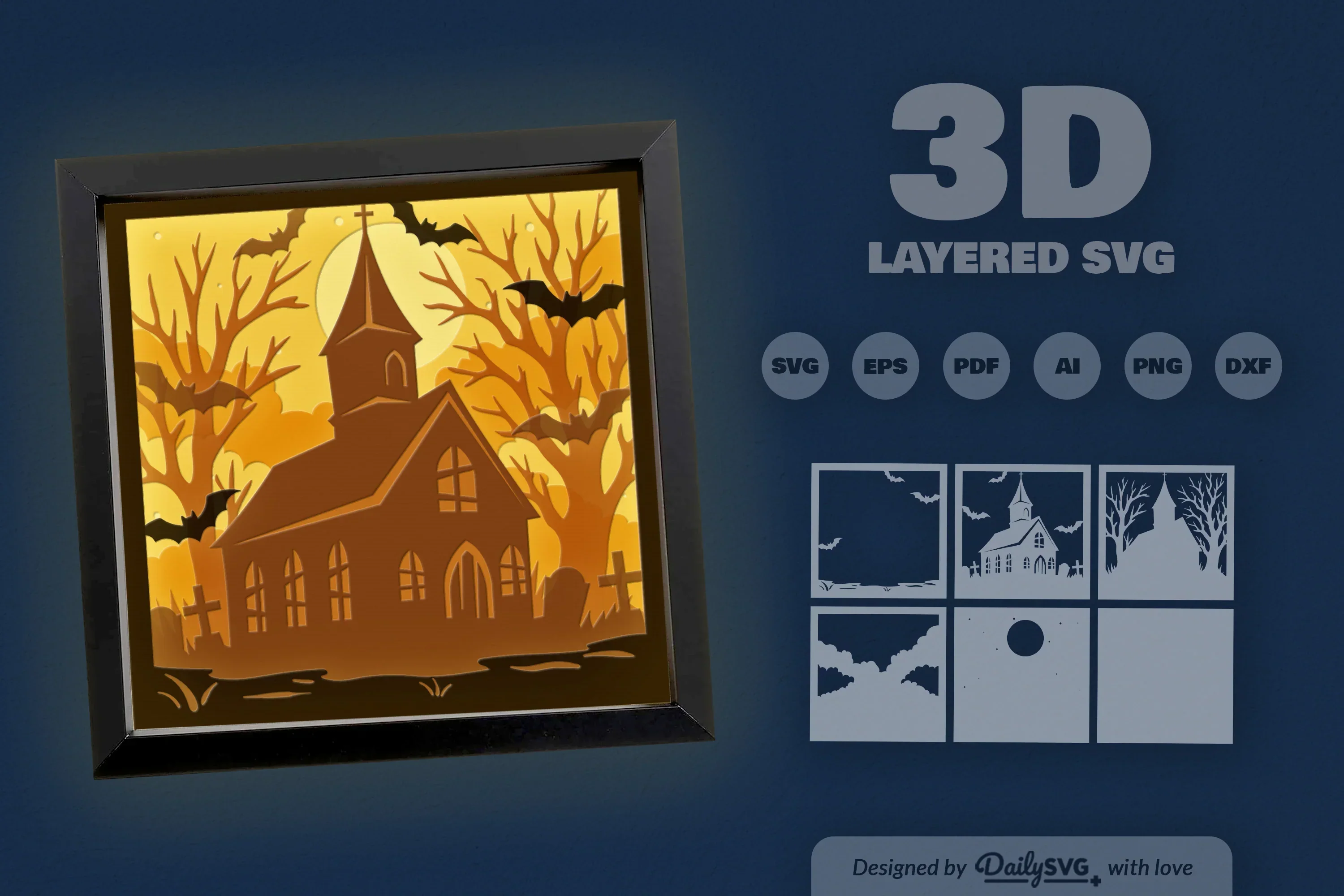 Haunted Halloween Abandoned Church SVG Bundle - Image 3
