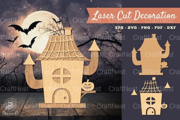 Haunted Houses Halloween Lasercut SVG Bundle