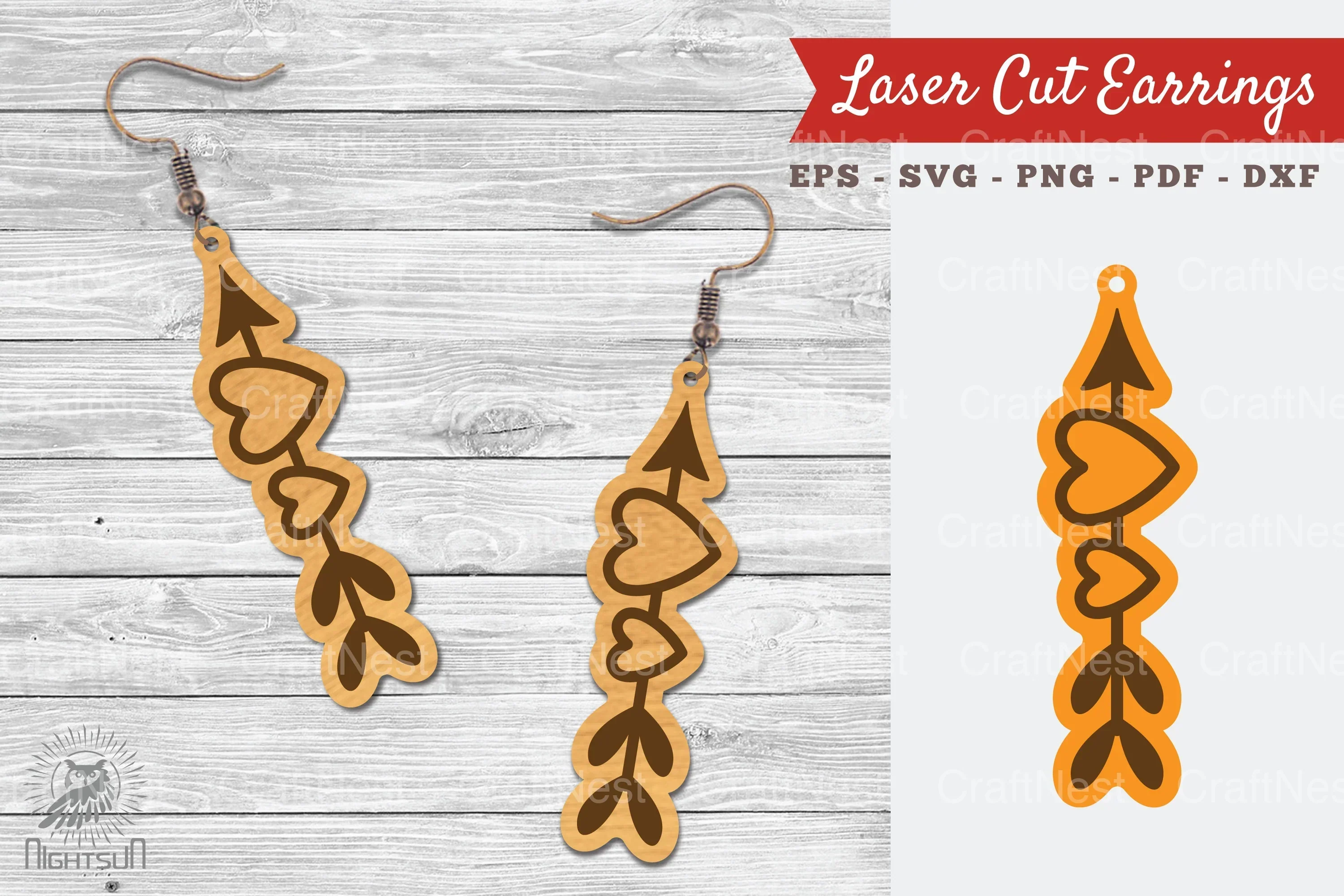 Heart Arrow Laser Cut Earrings SVG Bundle