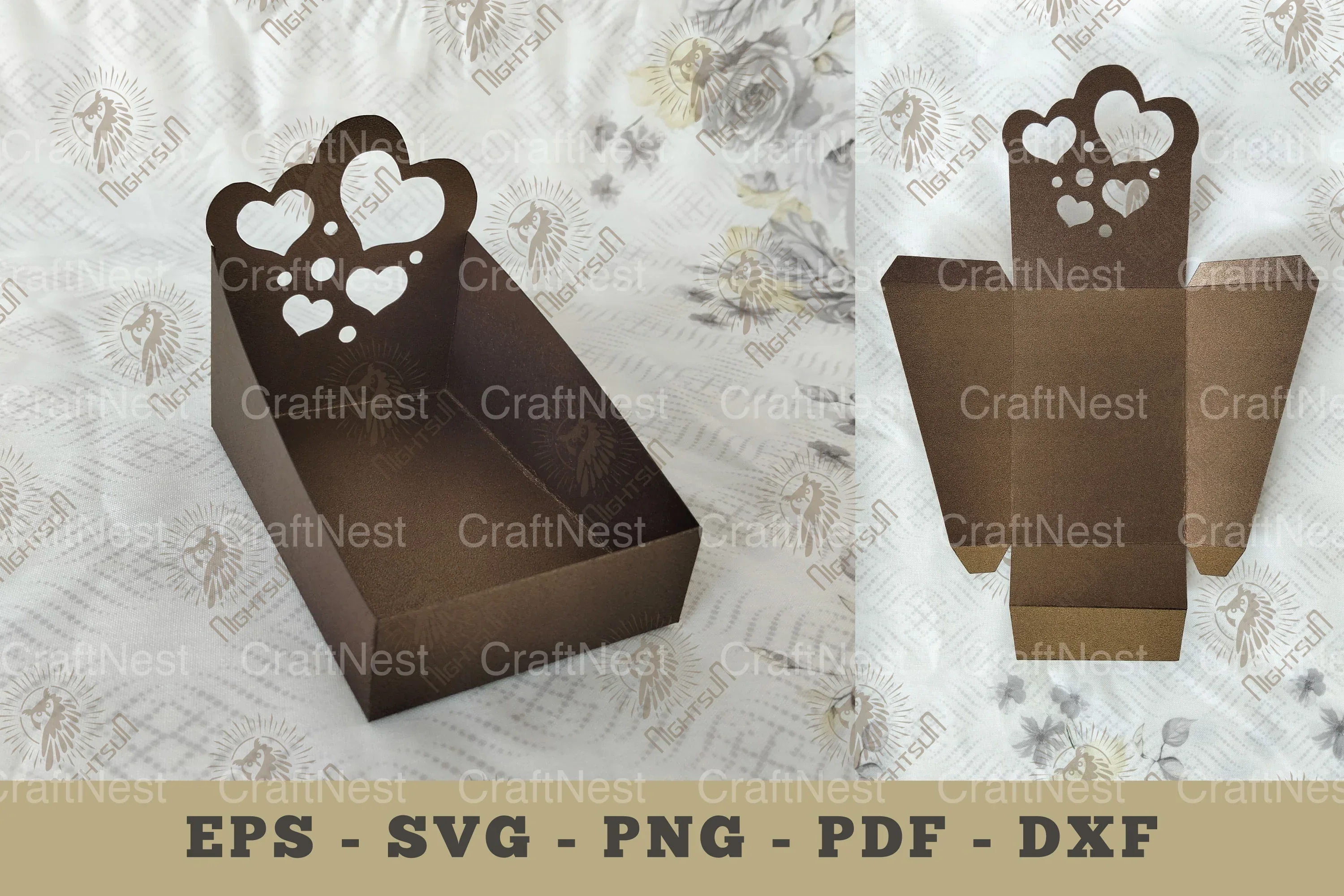 Heart Box Display Papercut Craft Template