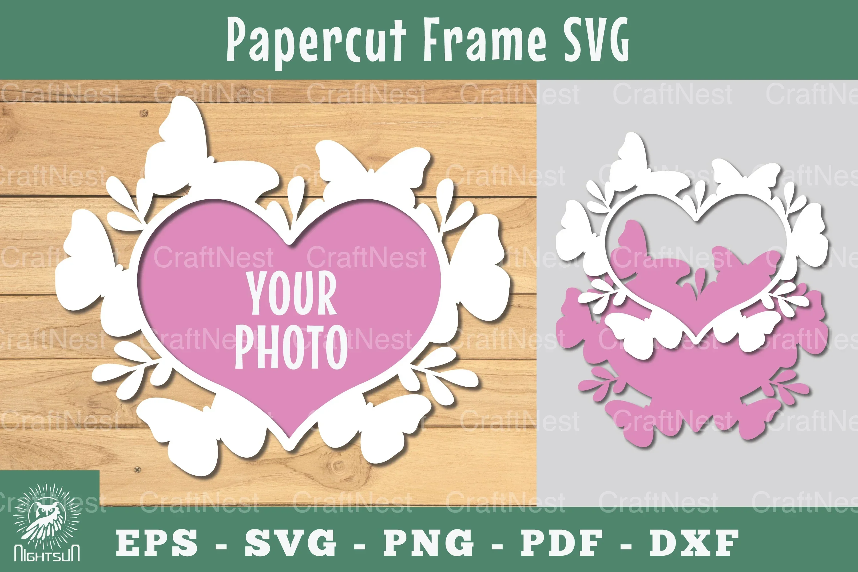Heart Butterfly Papercut Frame Clipart Bundle
