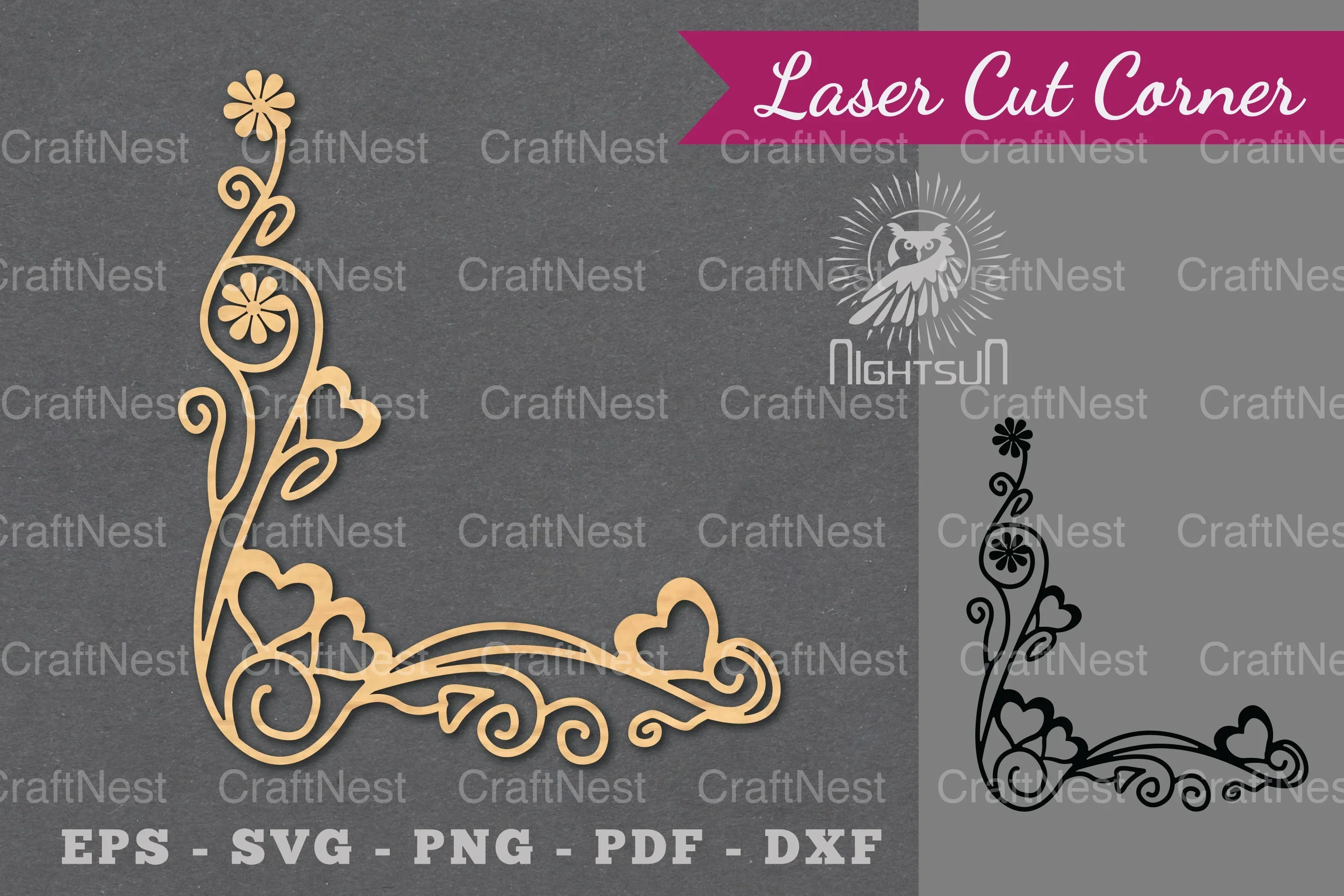 Heart Corner Laser Cut Design Bundle
