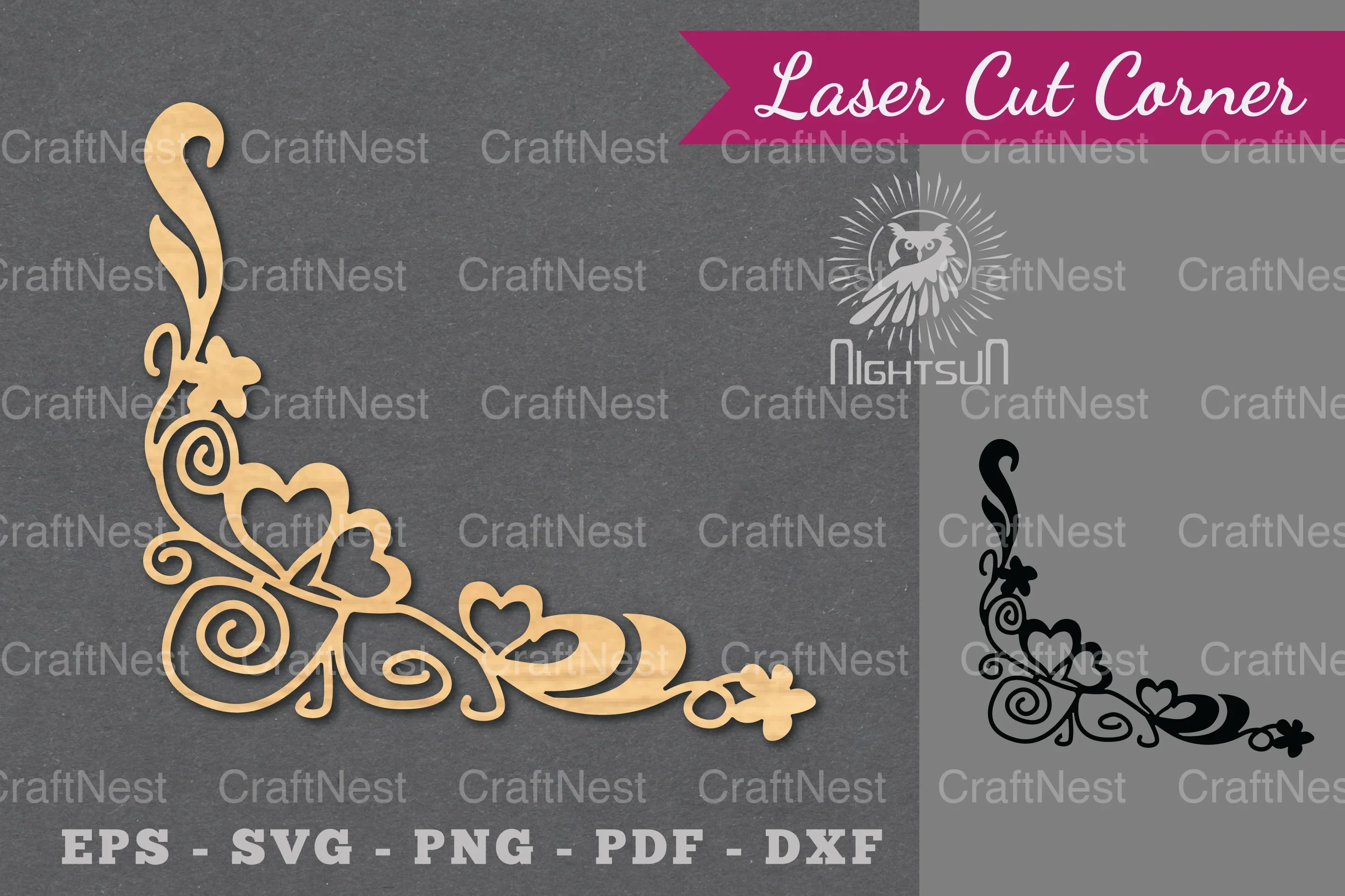 Heart Corner Laser Cut Design Bundle