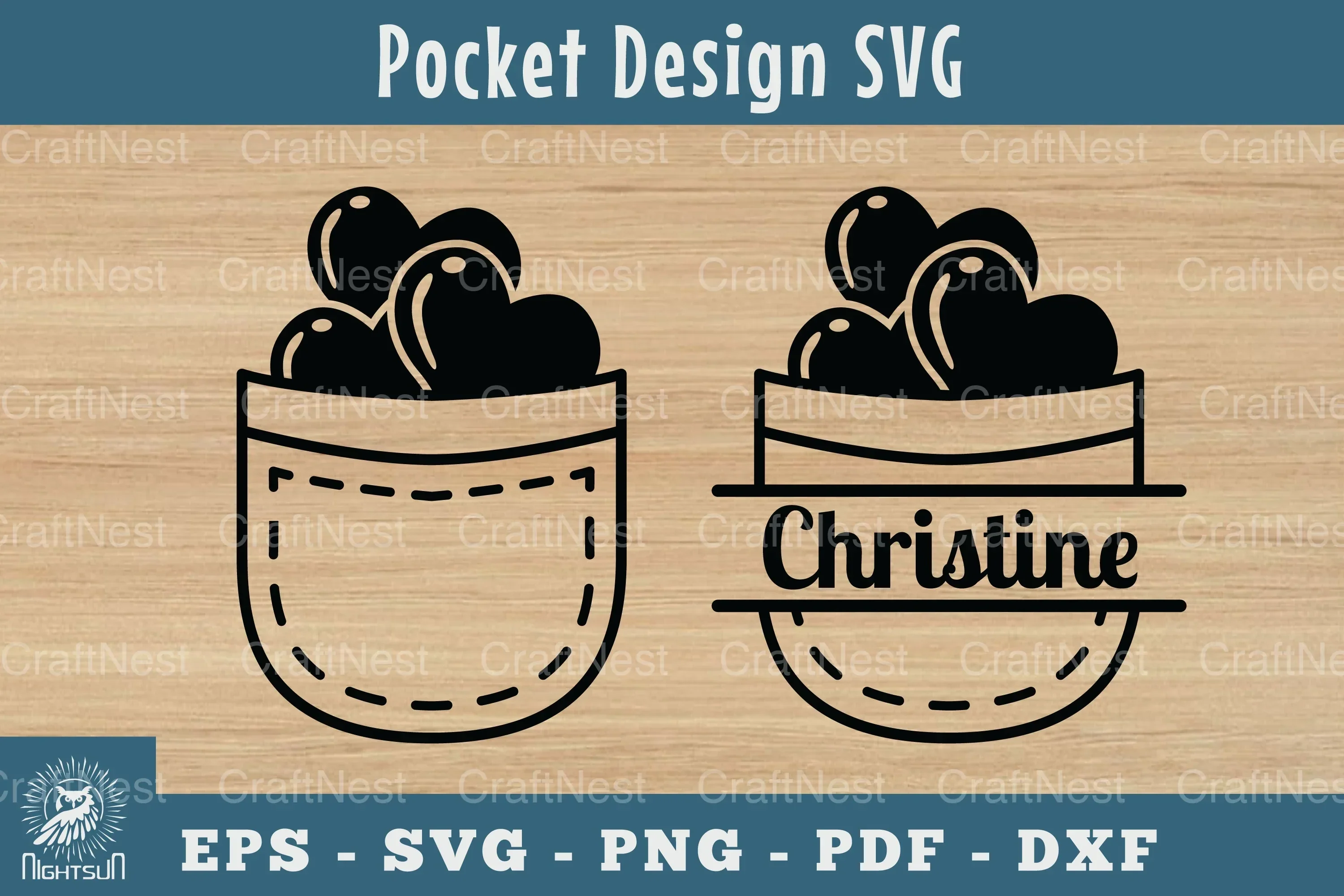 Heart in Pocket Silhouette Design Clipart Bundle