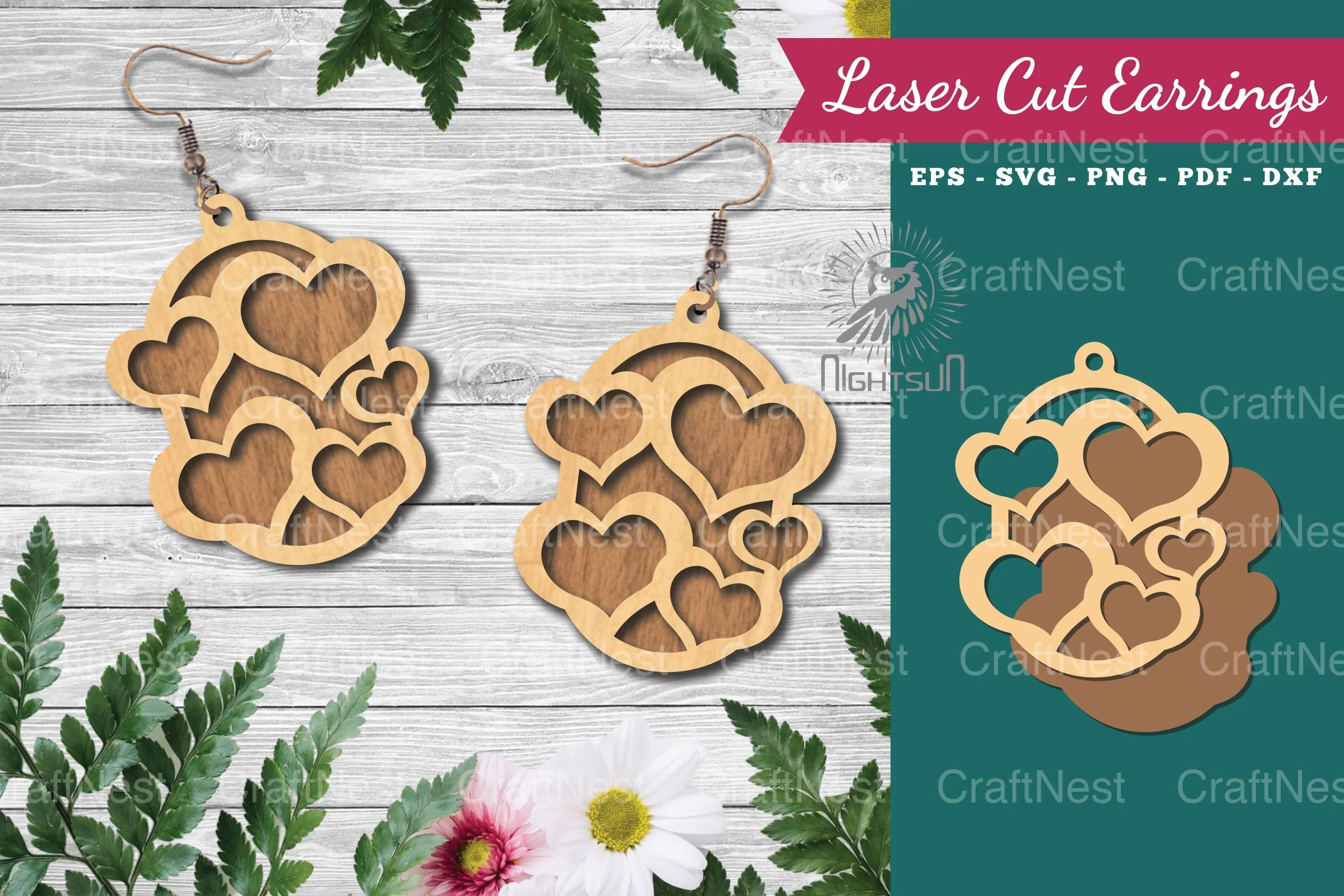 Heart Laser Cut Earrings Design Bundle