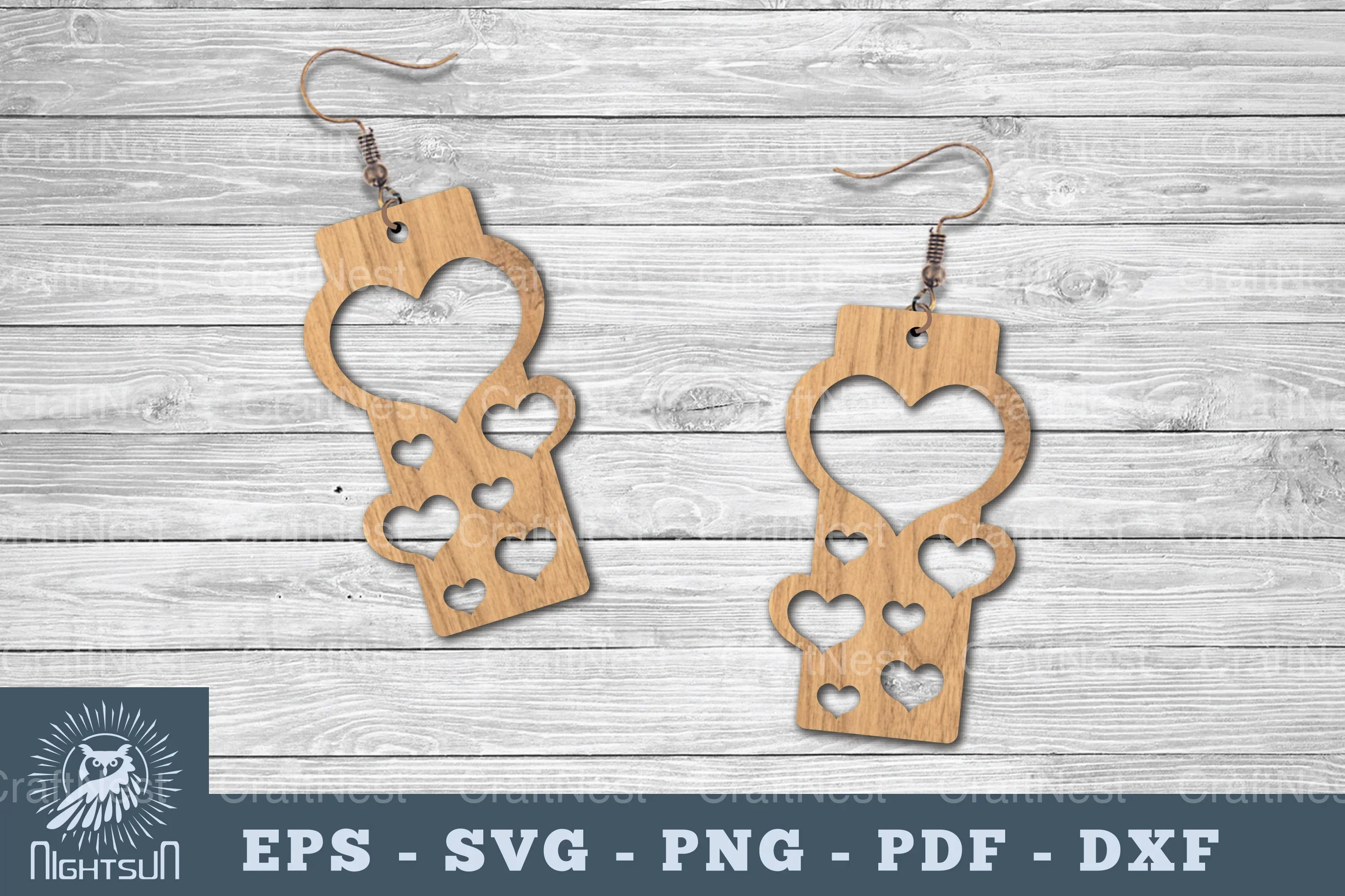 Heart Laser Cut Earrings SVG Bundle