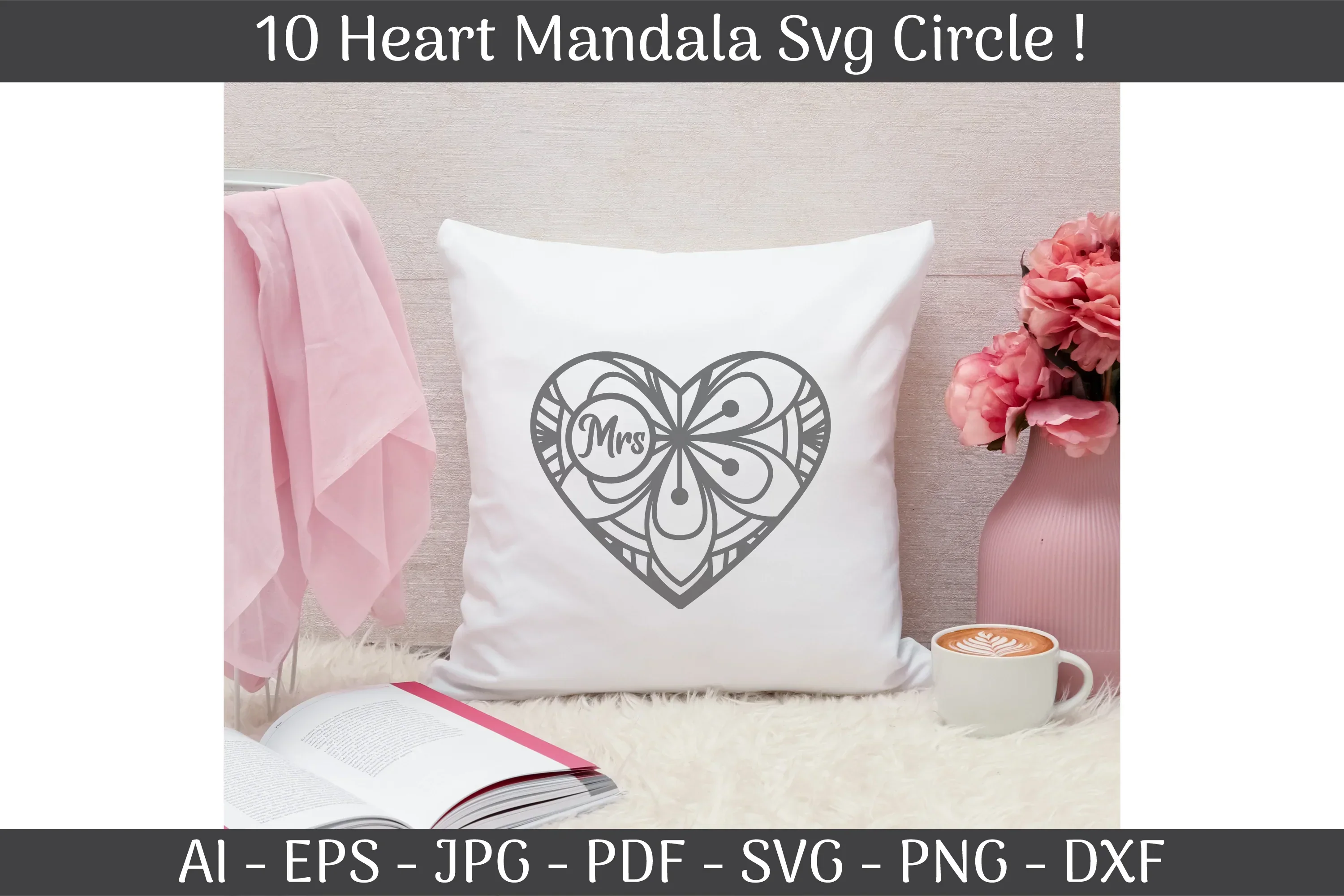 Heart Mandala Frame Circle SVG Bundle - Image 2