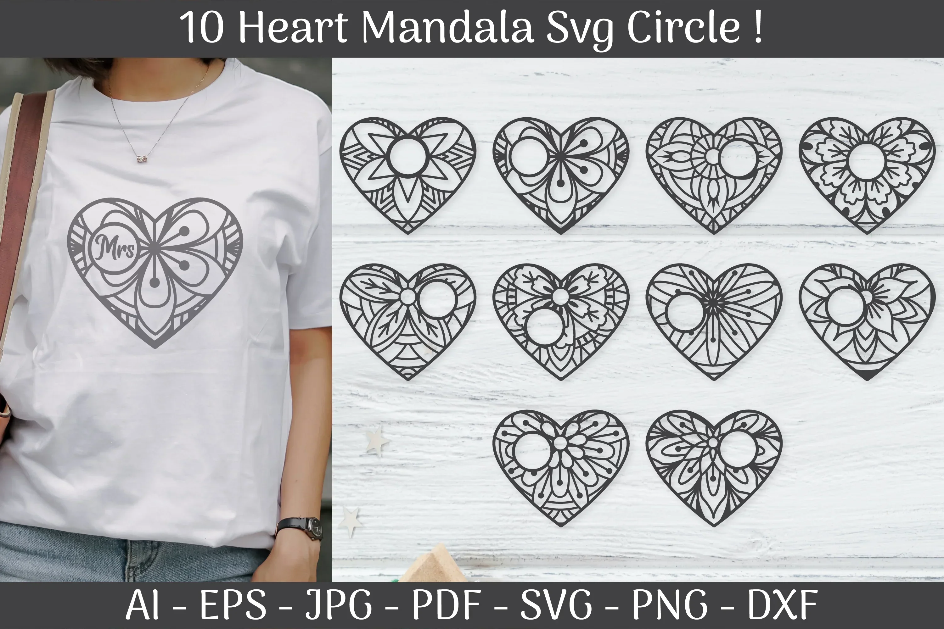 Heart Mandala Frame Circle SVG Bundle - Image 3