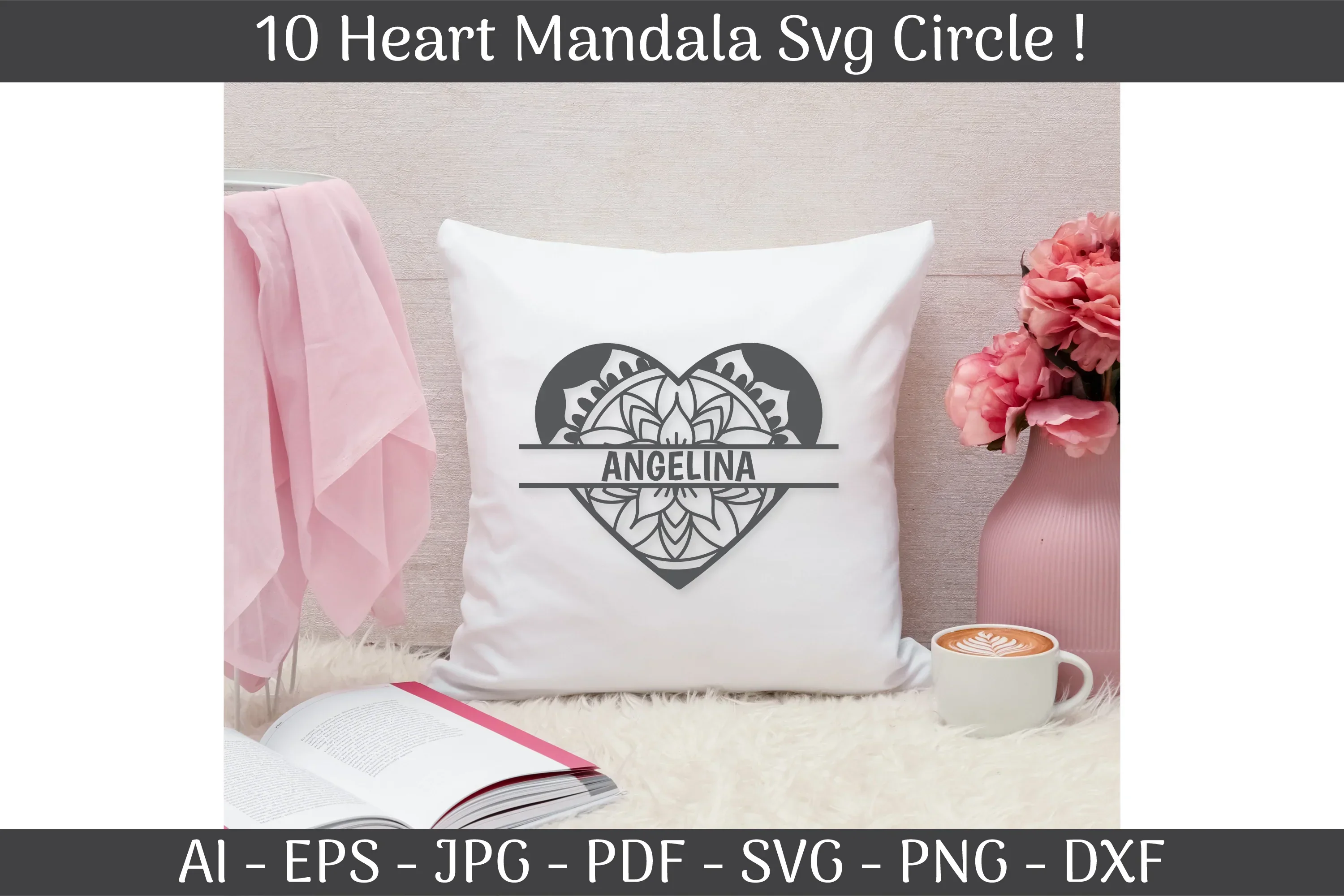 Heart Mandala Frame Split SVG Bundle - Image 3