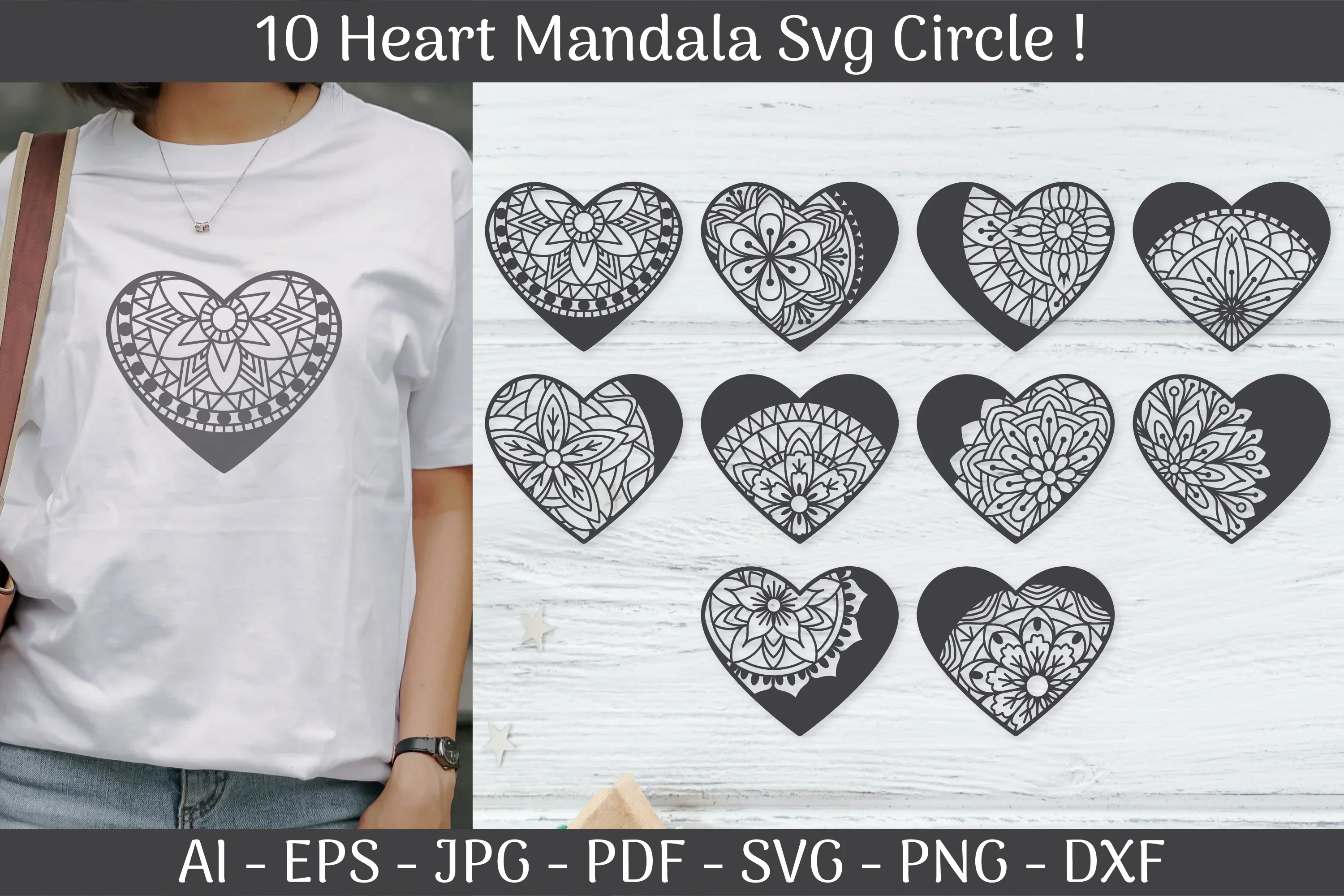Heart Mandala Frame SVG Bundle - Image 2