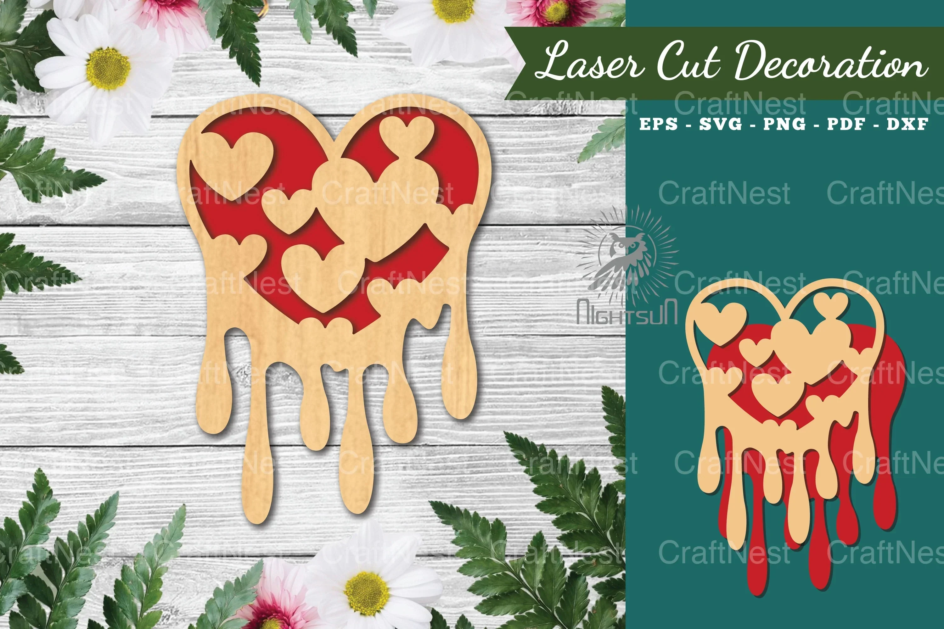 Heart Melted Laser Cut Decoration Clipart Bundle