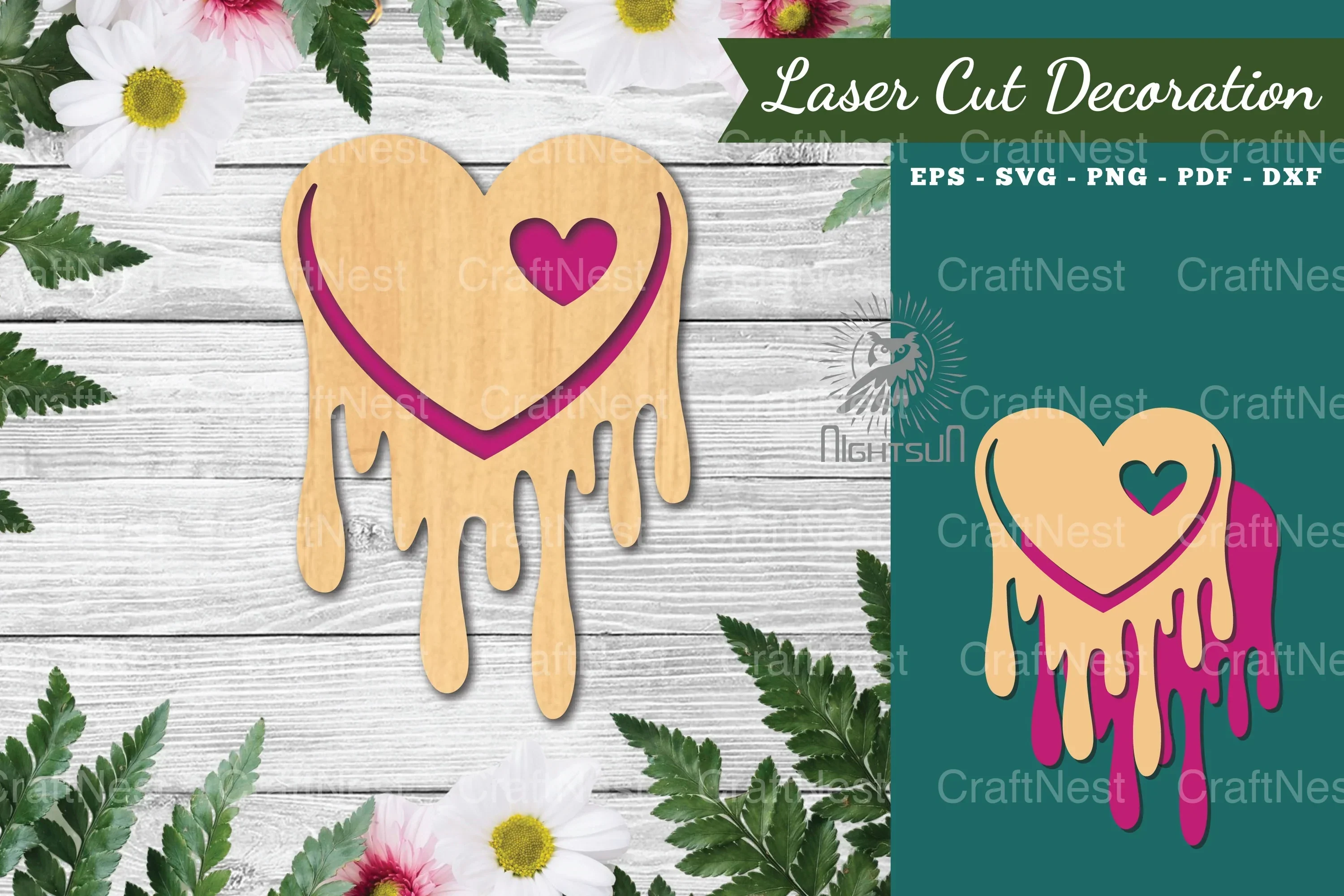 Heart Melted Laser Cut Decoration Clipart Bundle