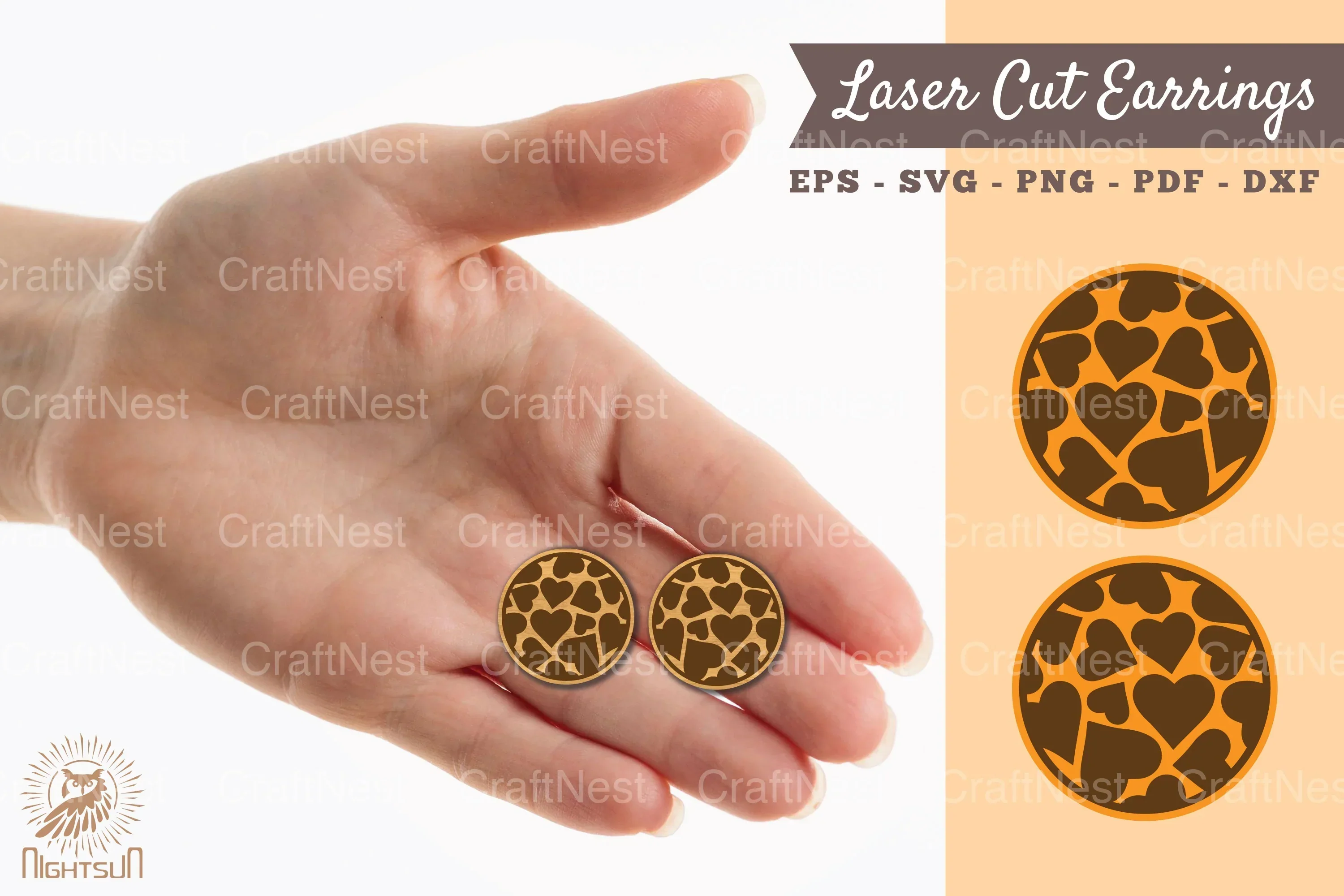 Heart Pattern Laser Cut Earrings SVG Bundle