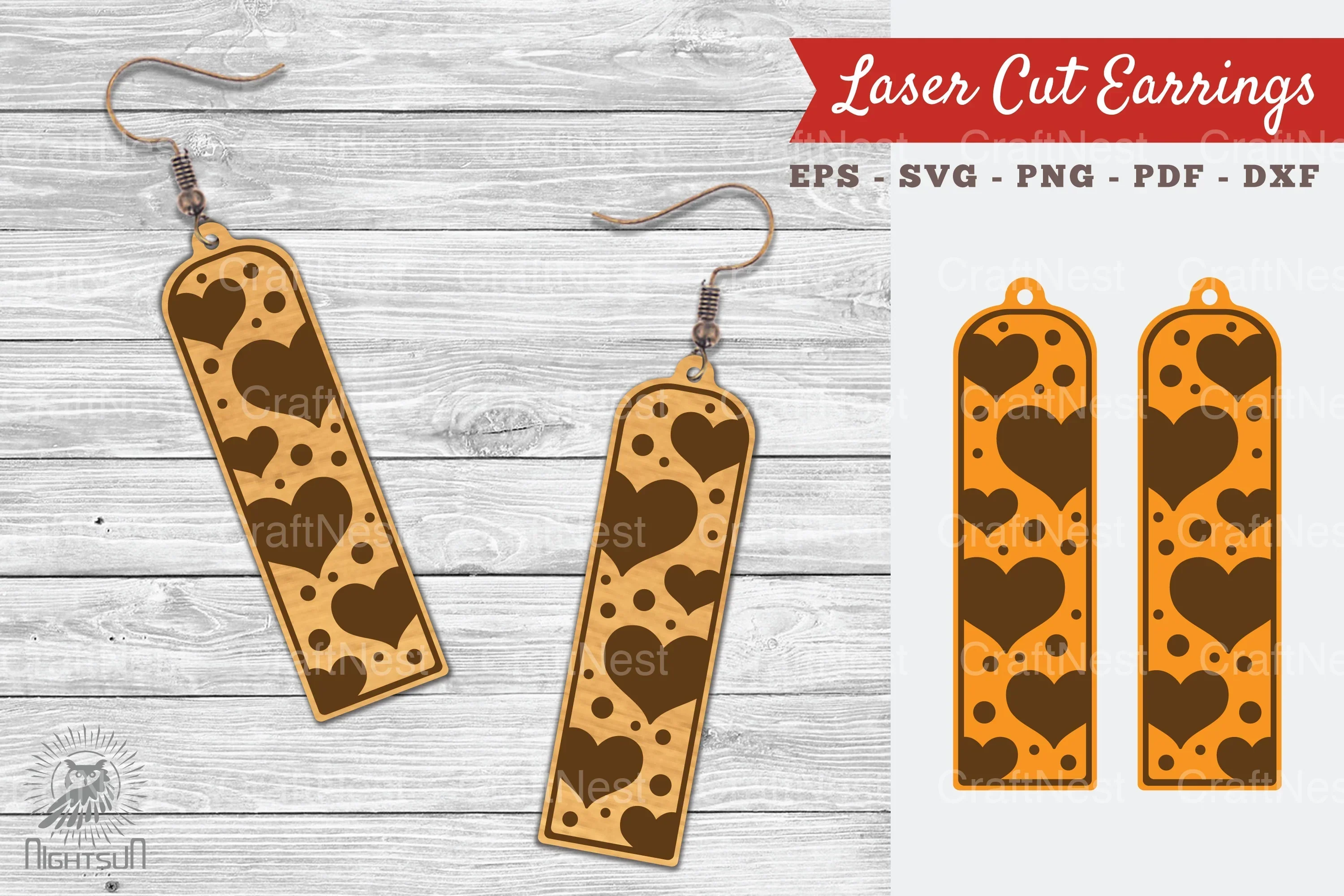 Heart Pattern Laser Cut Earrings SVG Bundle