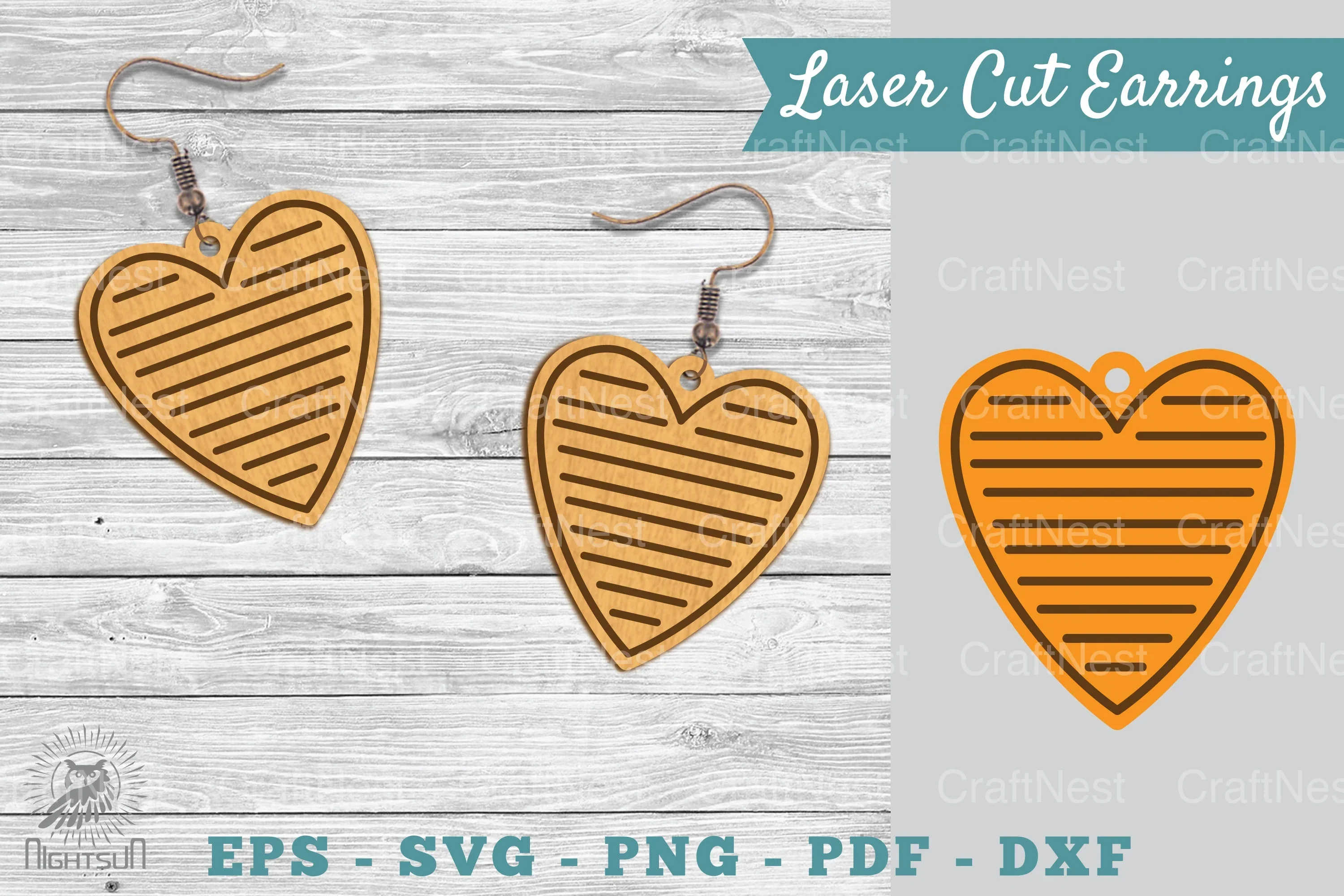 Heart Shape Laser Cut Earrings Clipart Bundle