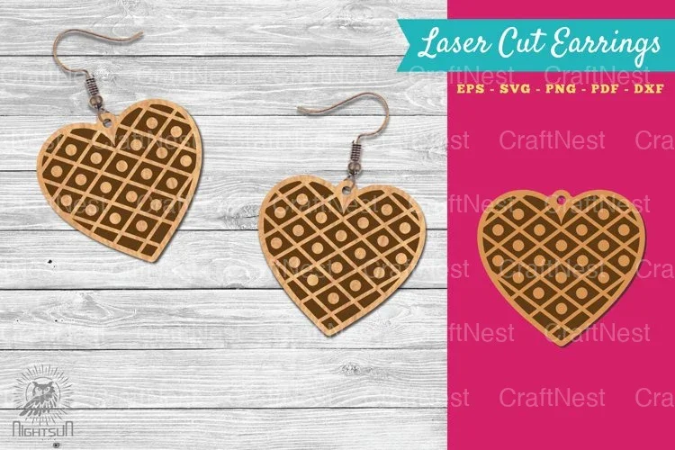 Heart Shape Lasercut Earrings SVG Bundle