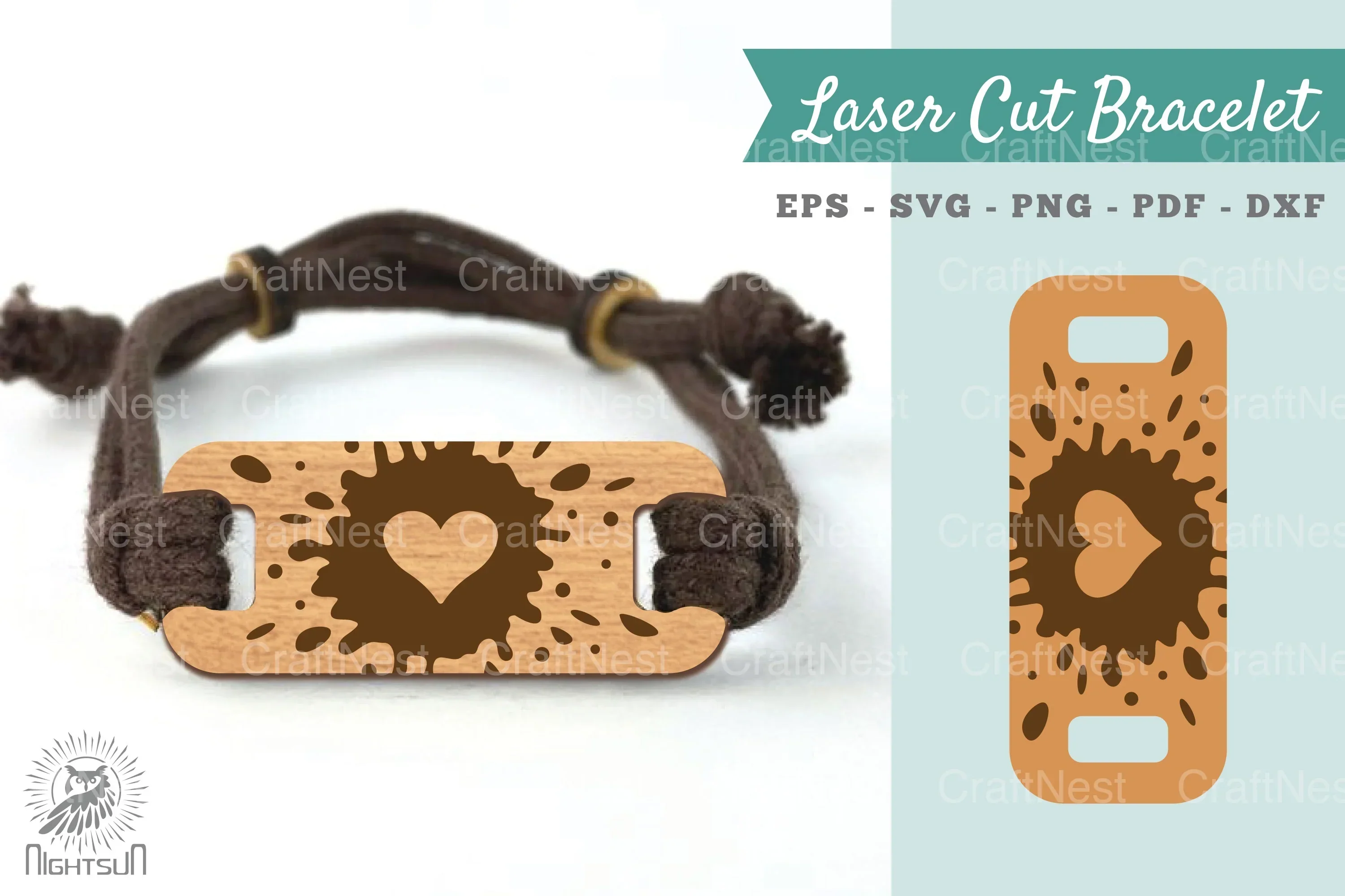 Heart Splash Laser Cut Bracelet Design Bundle