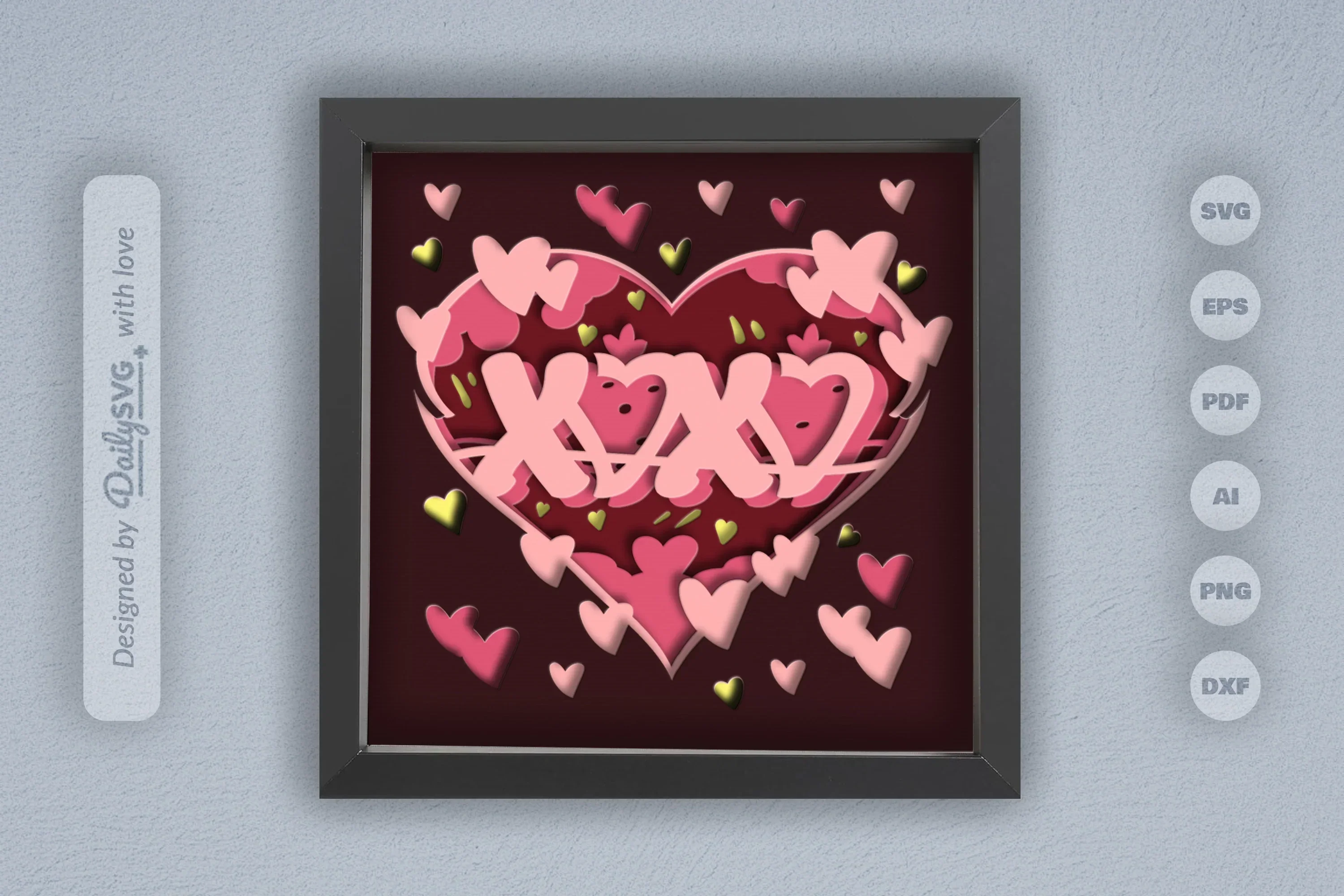 Heart Xoxo Valentine Papercut SVG Bundle - Image 3