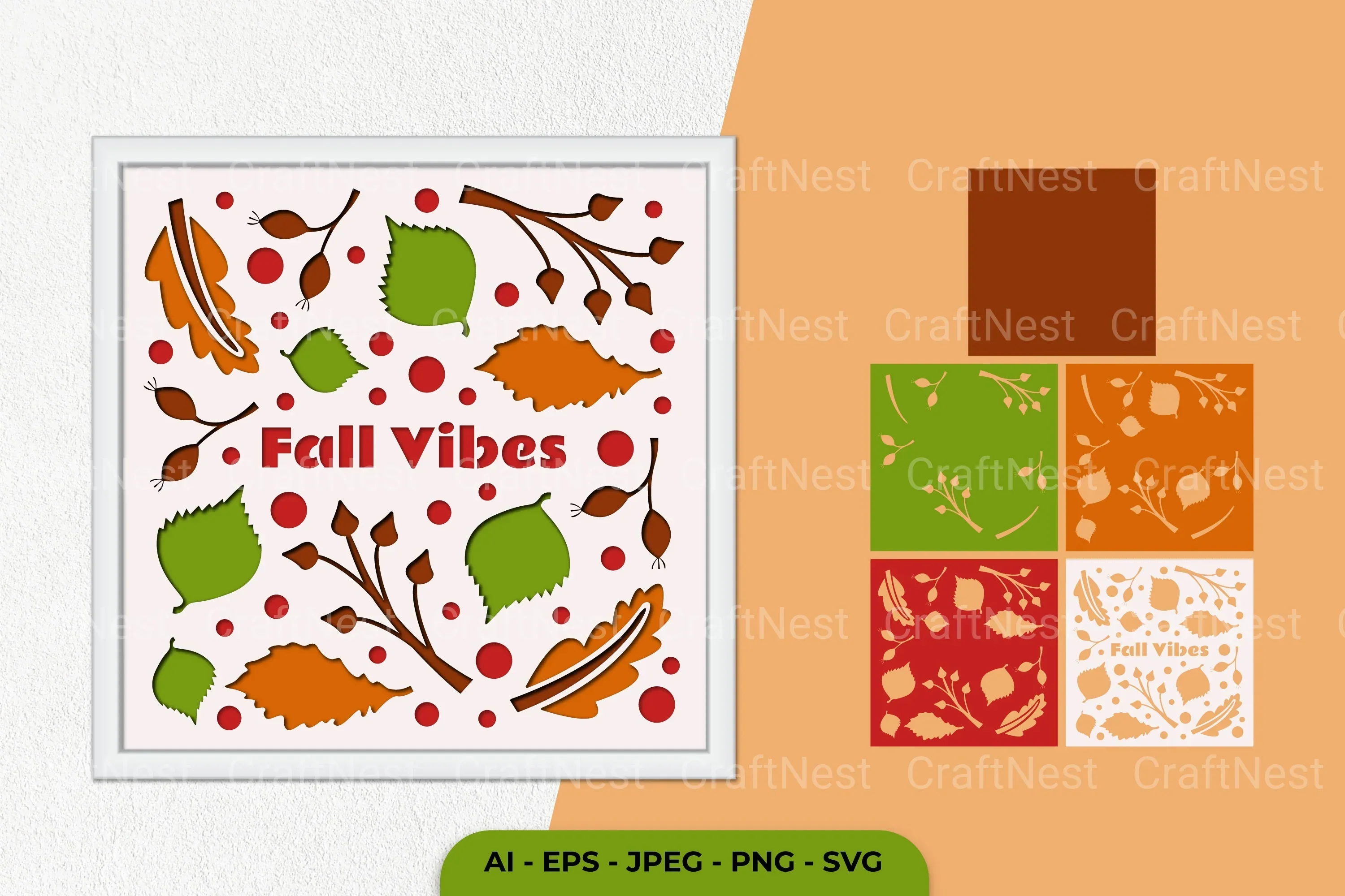 Hello Fall Folk Art Layered Papercut Clipart Bundle - Image 2