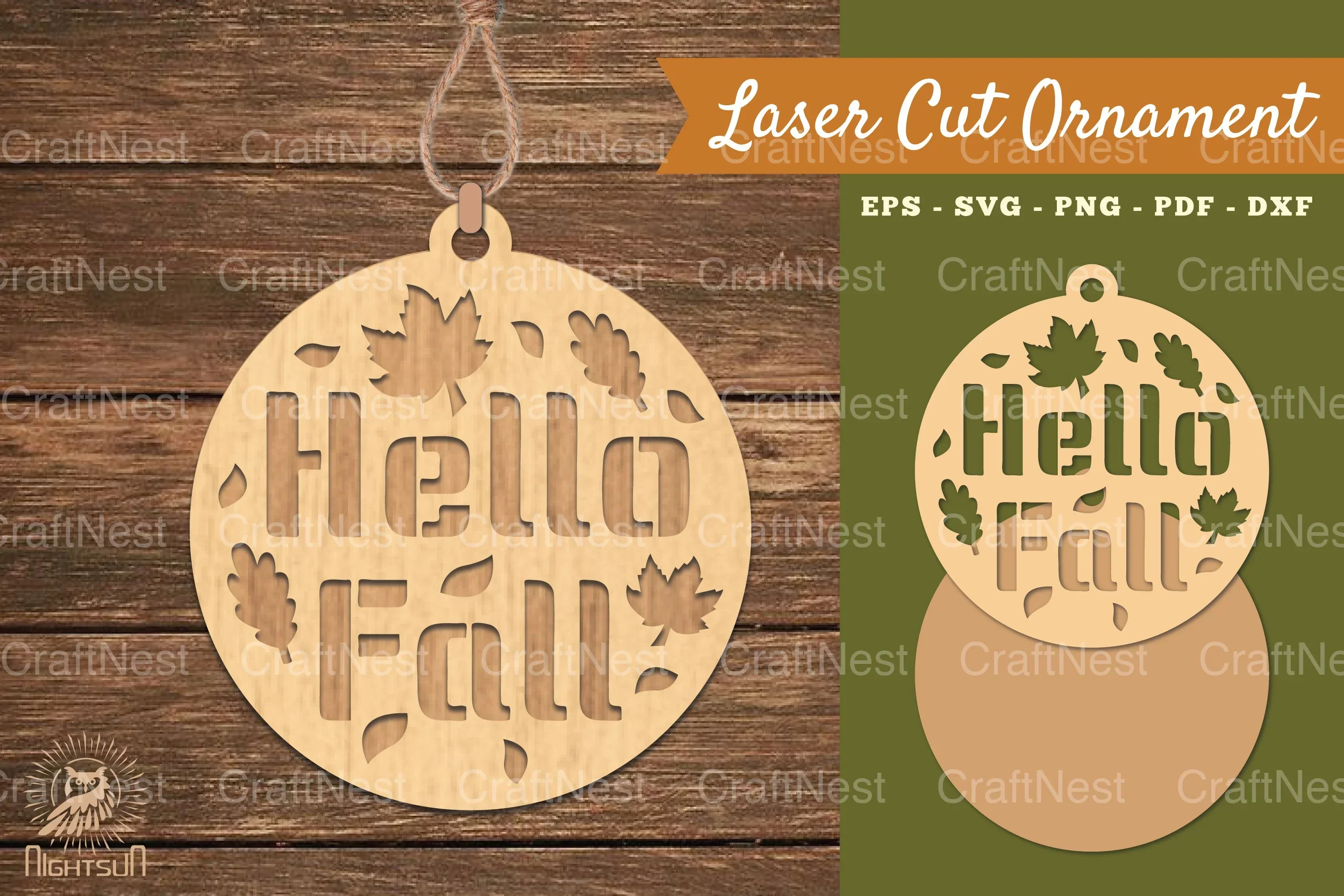 Hello Fall Laser Cut Ornament SVG Bundle