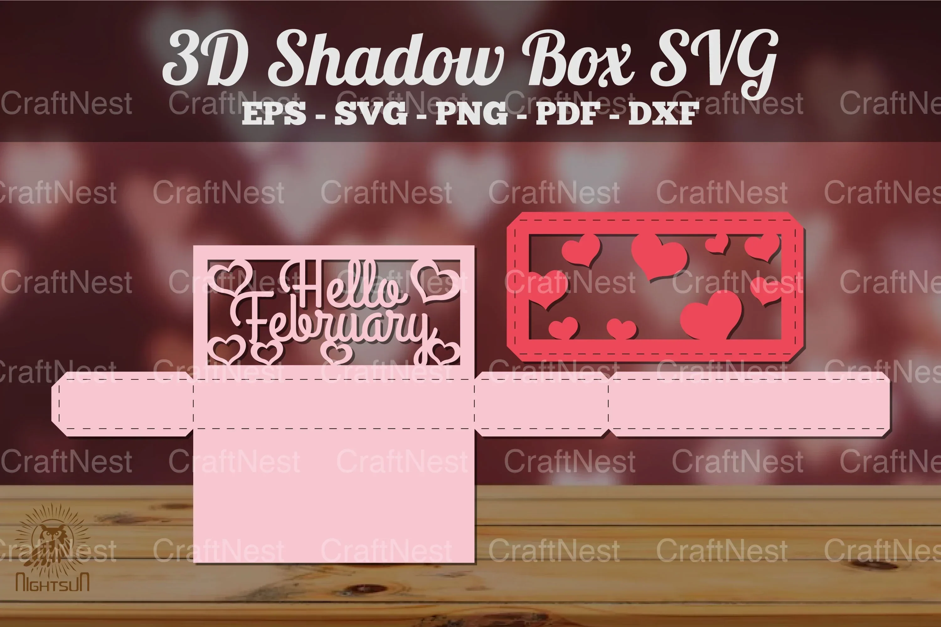 Hello February 3D Shadow Box Clipart Bundle - Image 2