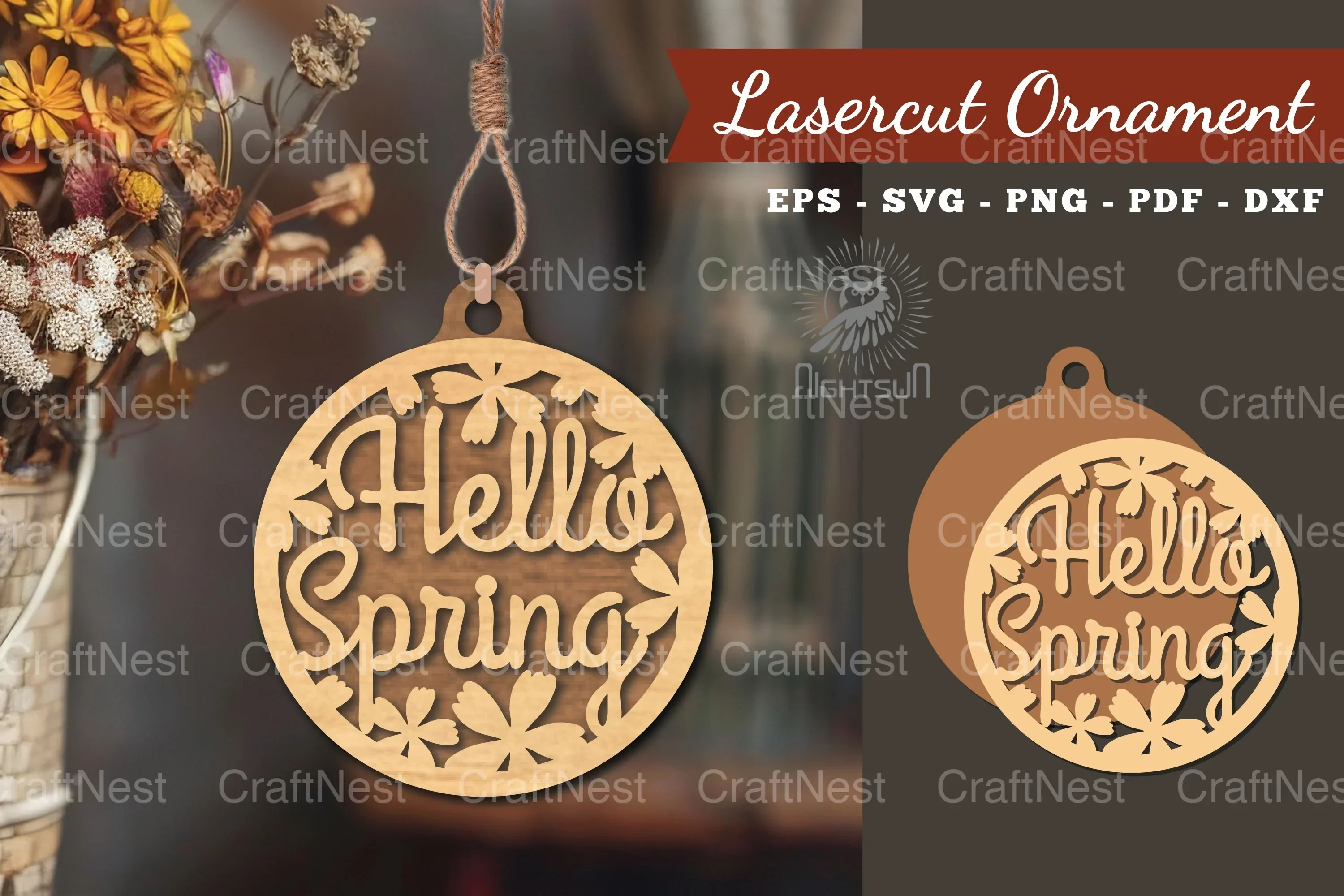 Hello Spring Laser Cut Ornament Clipart Bundle