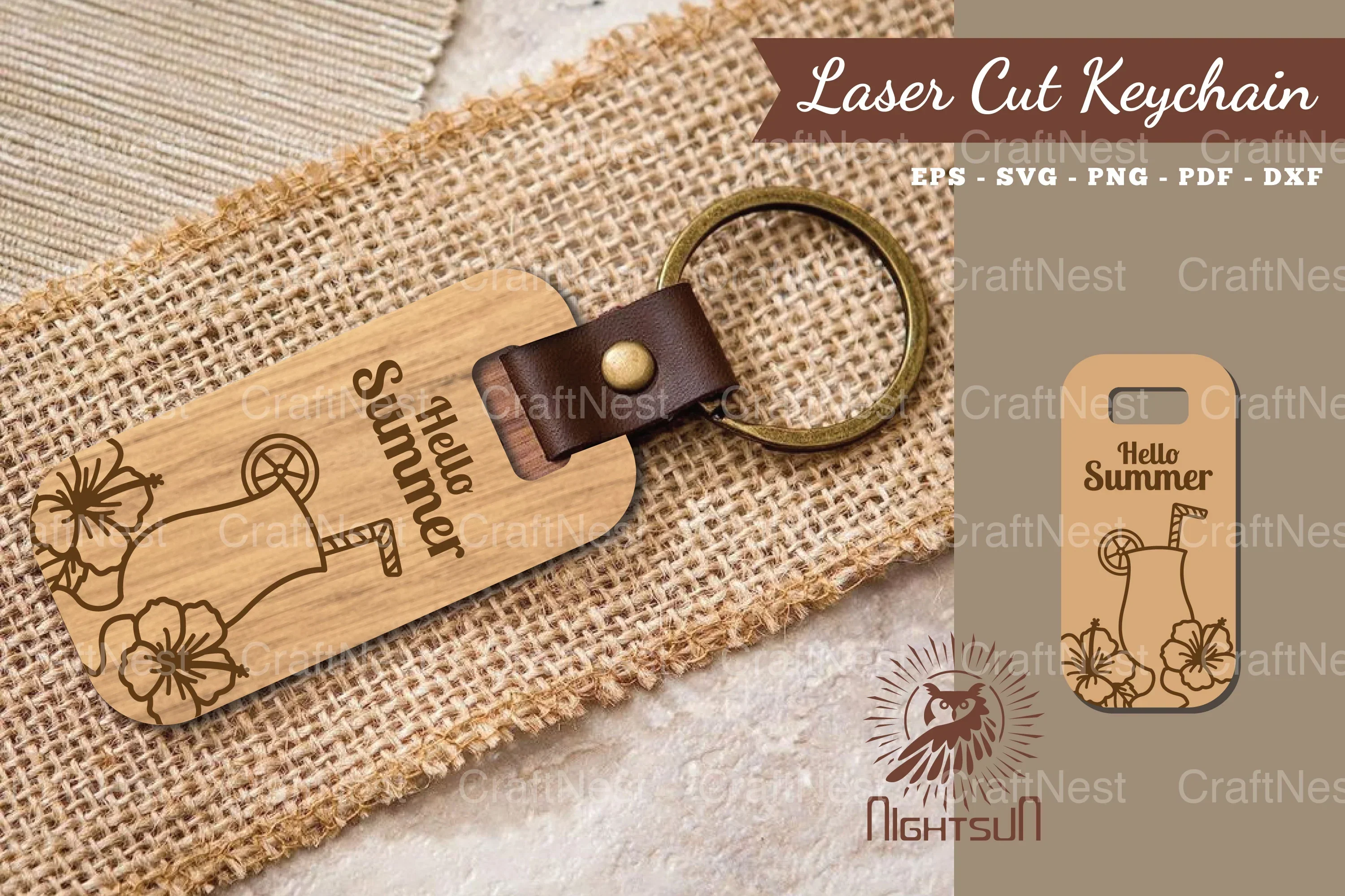 Hello Summer Laser Cut Keychain Design Bundle