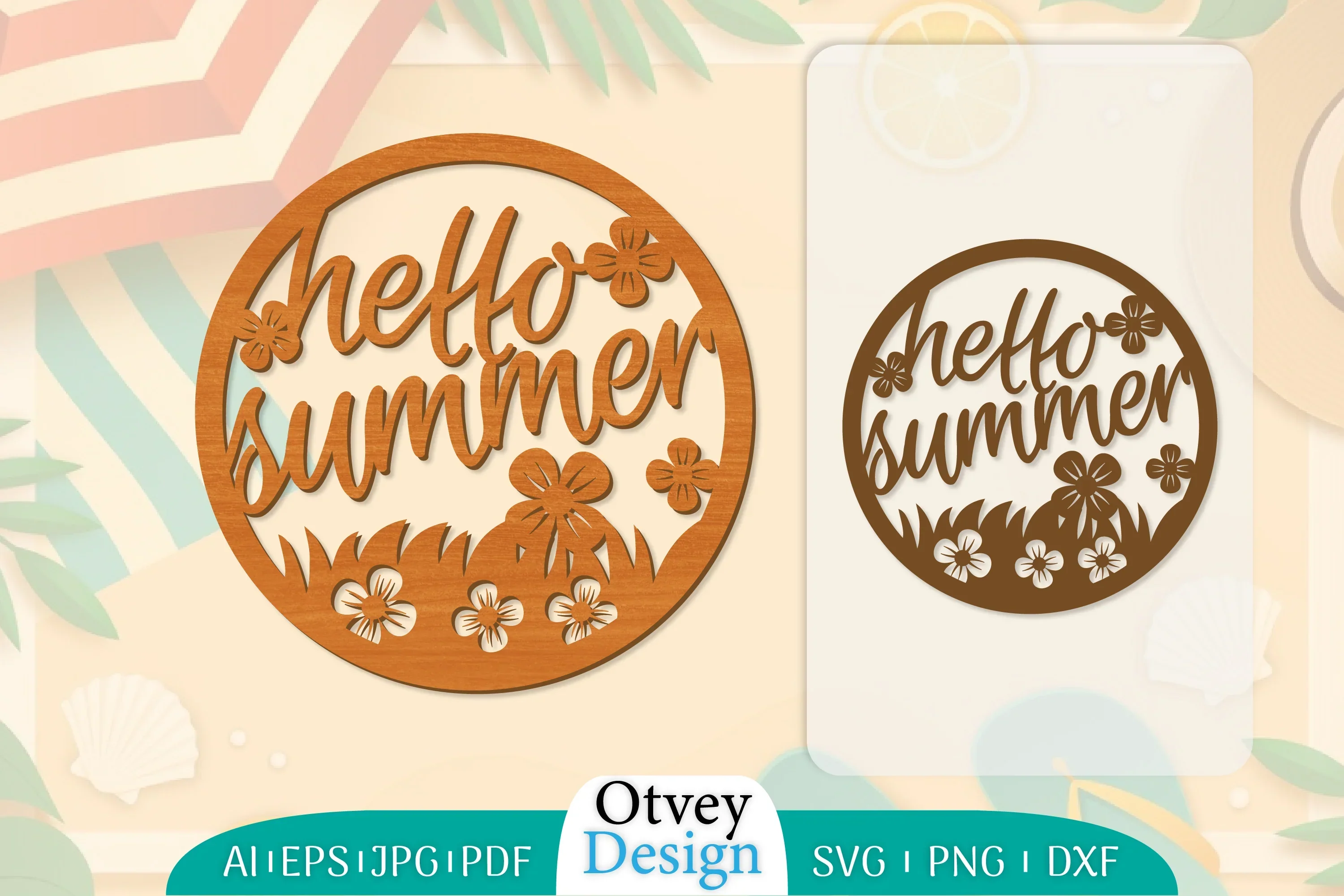 Hello Summer Round Lasercut SVG Bundle