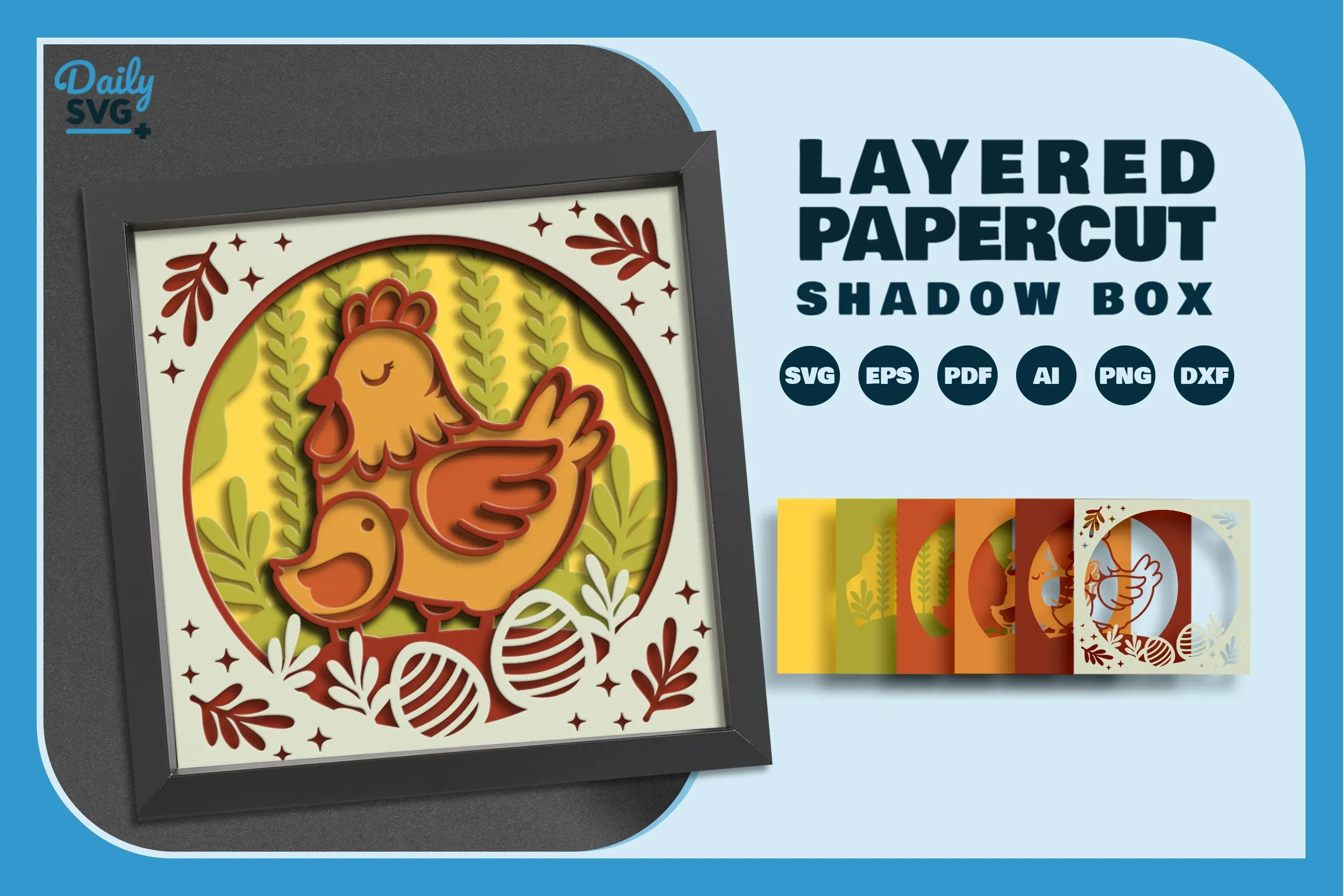 Hen and Chick Papercut SVG Bundle - Image 2