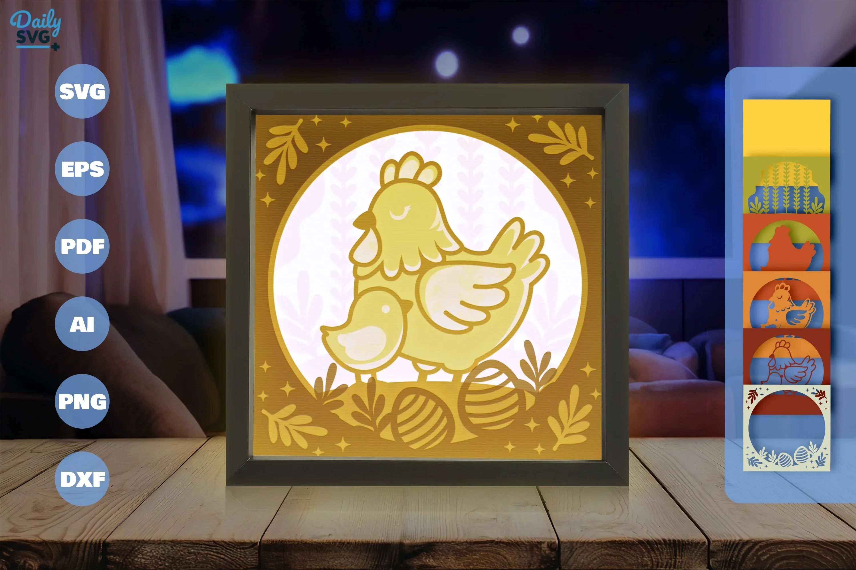 Hen and Chick Papercut SVG Bundle - Image 3