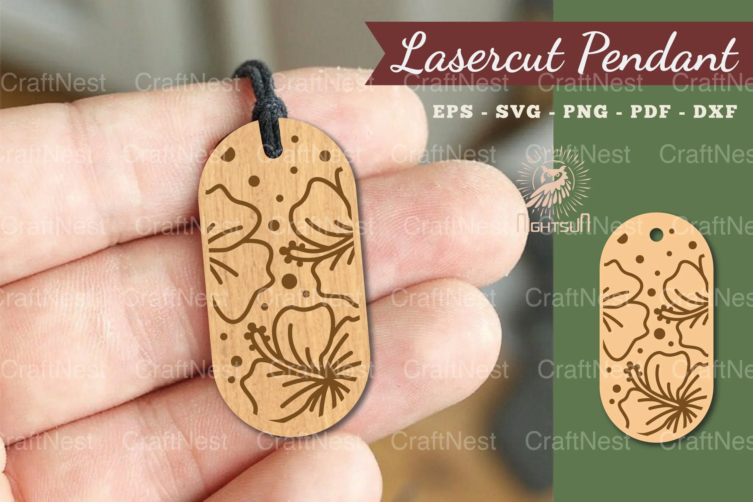 Hibiscus Flower Lasercut Pendant Design Bundle